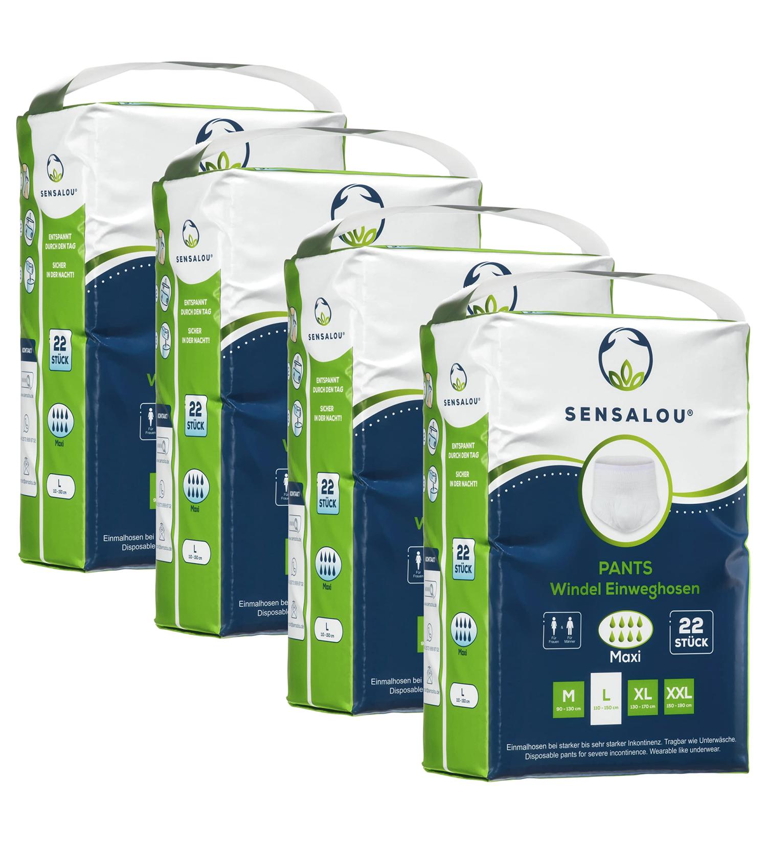 Sensalou Incontinence Pants for Adults - Size L (88 pcs) | Premium Diapers for Men & Women - Comfortable & Discreet - Buy Online on GoSupps.com
