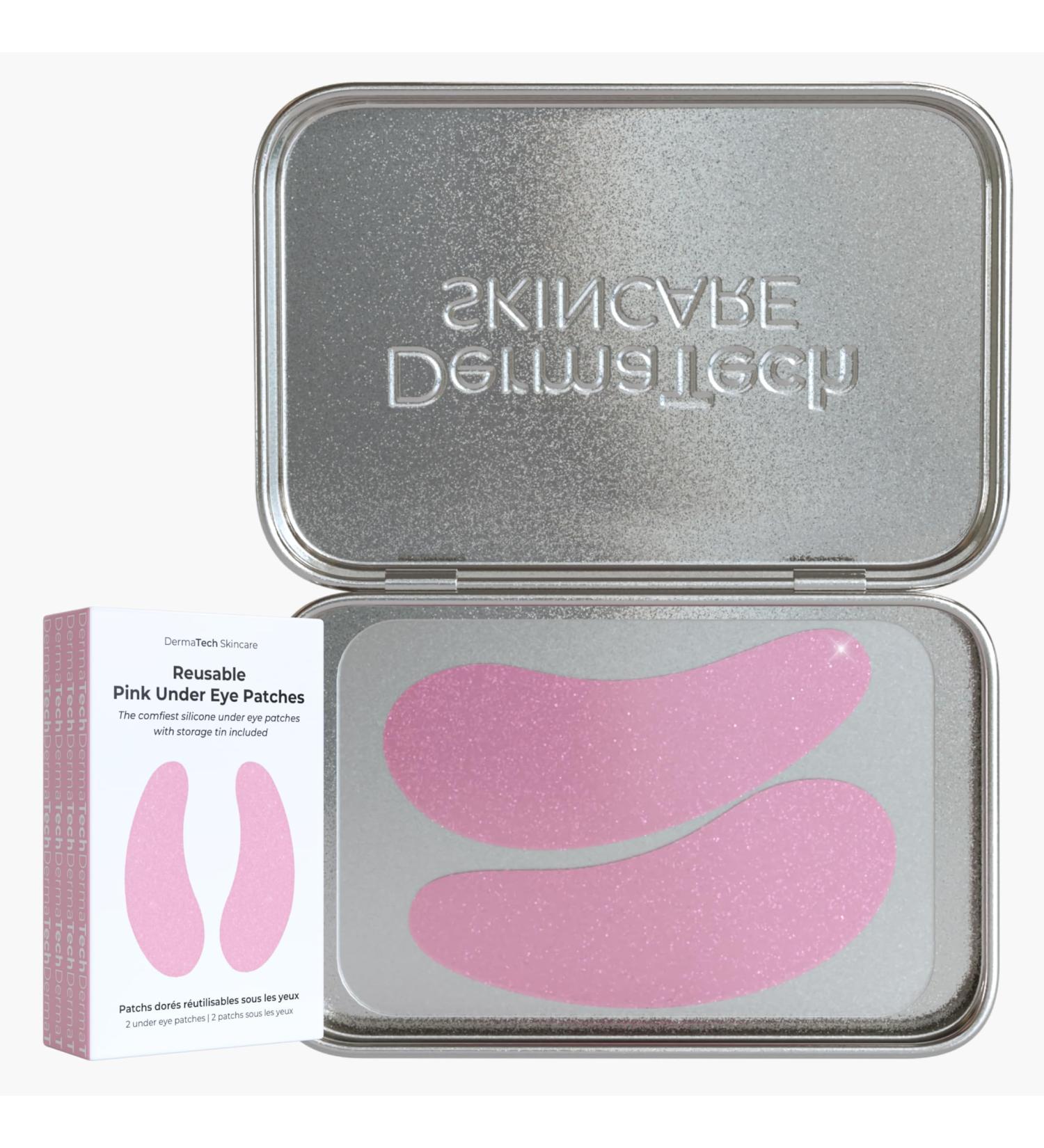Pink Reusable Under Eye Patches | Eco-Friendly Silicone Wrinkle Patches with Tin Case | Reduce Puffy Eyes & Dark Circles - Buy Online on GoSupps.com