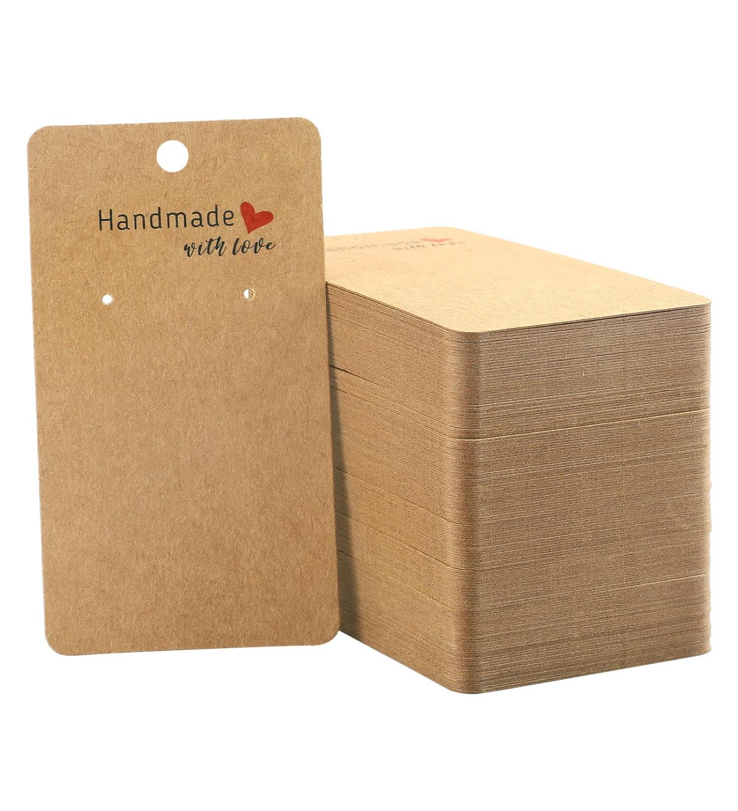 200 Pack Kraft Earring Display Holder Cards - Handmade with Love, Blank Brown Tags for DIY Crafts and Retail Jewelry Sales - Buy Online on GoSupps.com