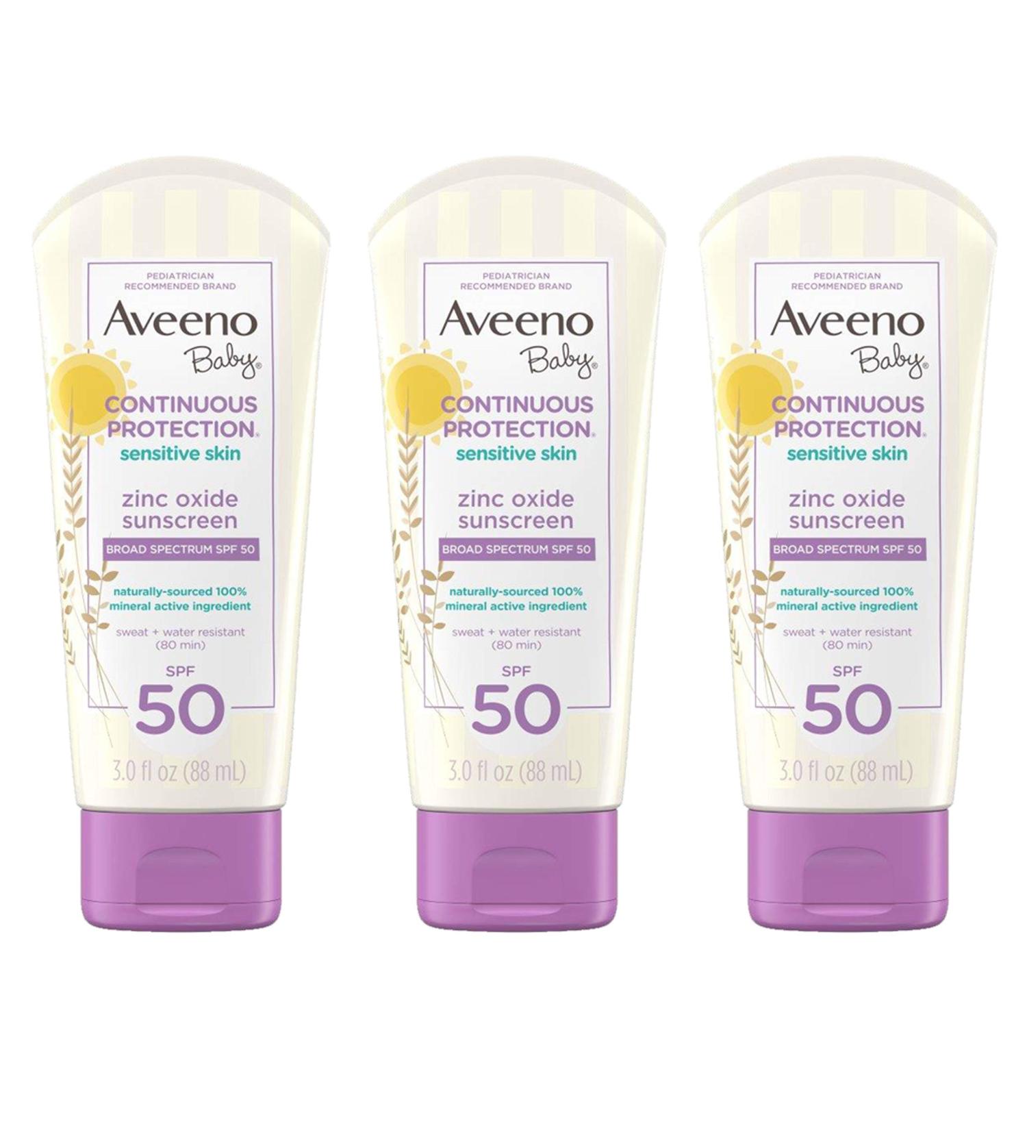 Aveeno Baby Mineral Sunscreen Lotion SPF 50 Unscented 3 fl. oz (Pack of 3) - Buy Online on GoSupps.com