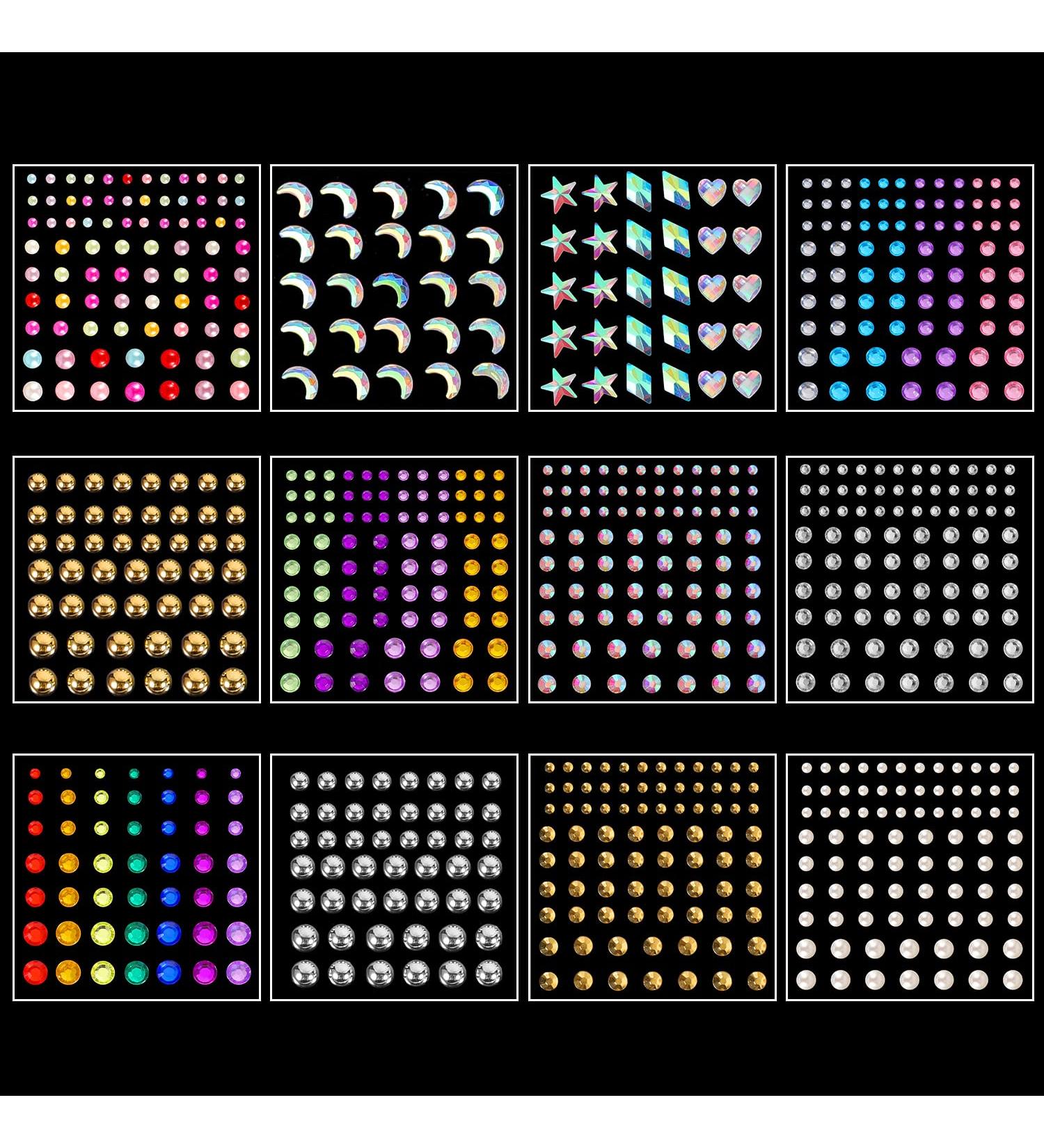 12 Sheets Self-Adhesive Rhinestone Stickers for Makeup, Crafts & Festival Decoration - Buy Online on GoSupps.com