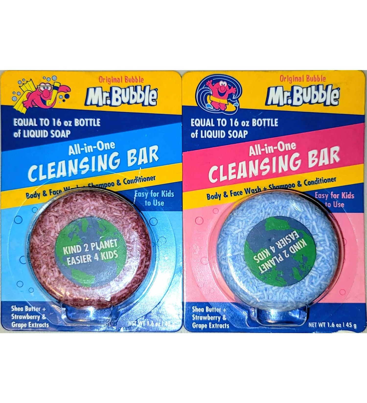 Mr. Bubble Original All-in-One Cleansing Bar - Body & Face Wash + Shampoo & Conditioner with Shea Butter & Strawberry Extract - International Shipping Available - Buy Online on GoSupps.com