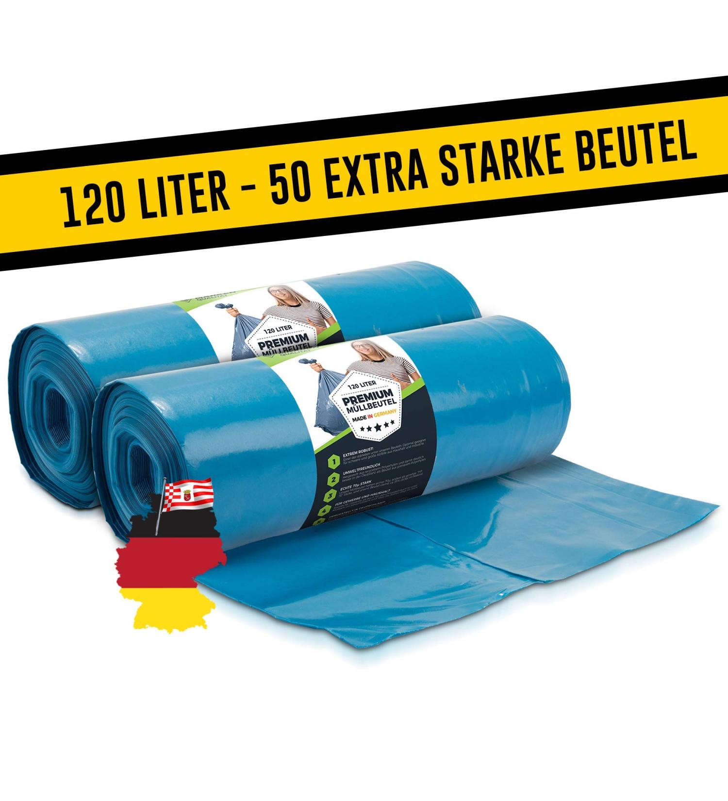 Buy Extra Strong 120L Blue Garbage Bags - Tear-Resistant Waste Bags (50 Pack) for International Shipping - Buy Online on GoSupps.com