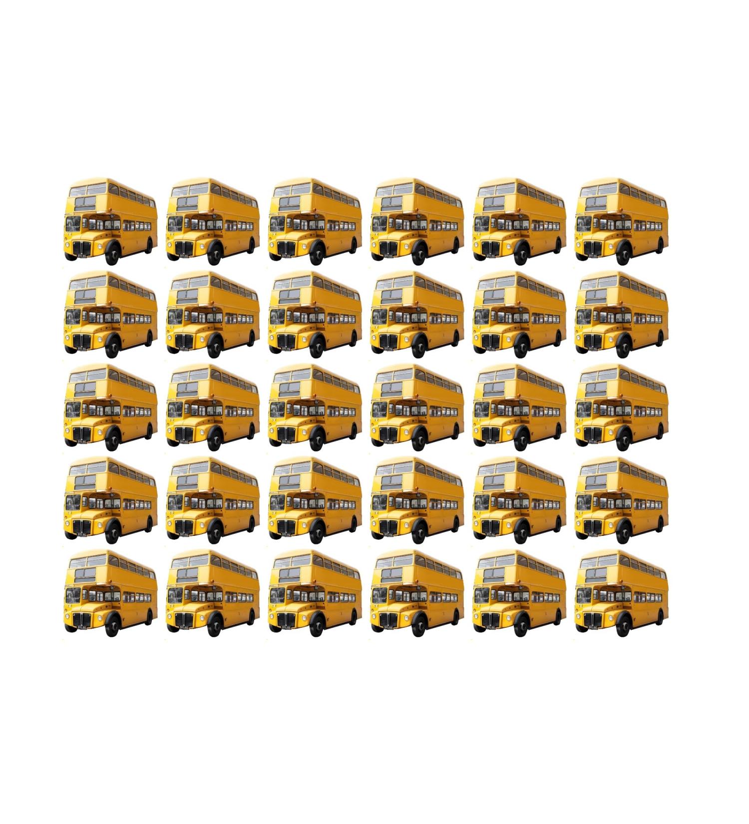30x YELLOW LONDON BUS Premium Edible Stand Up Rice Wafer Cup Cake Toppers D15 BUSES
