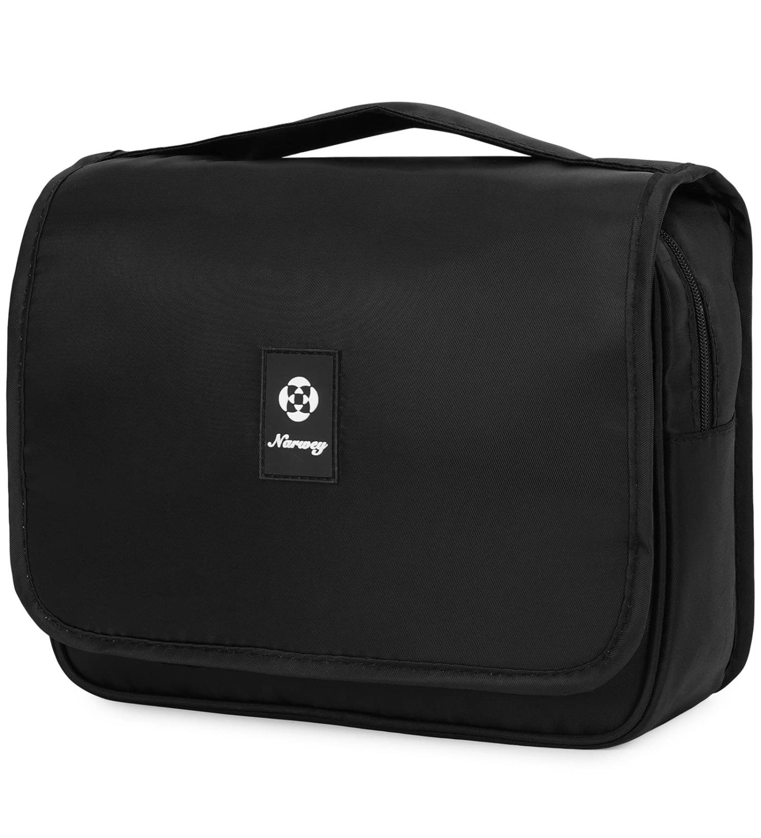 Travel Hanging Toiletry Wash Bag Makeup Cosmetic Organizer for Women Waterproof (Pure Black) - Buy Online on GoSupps.com