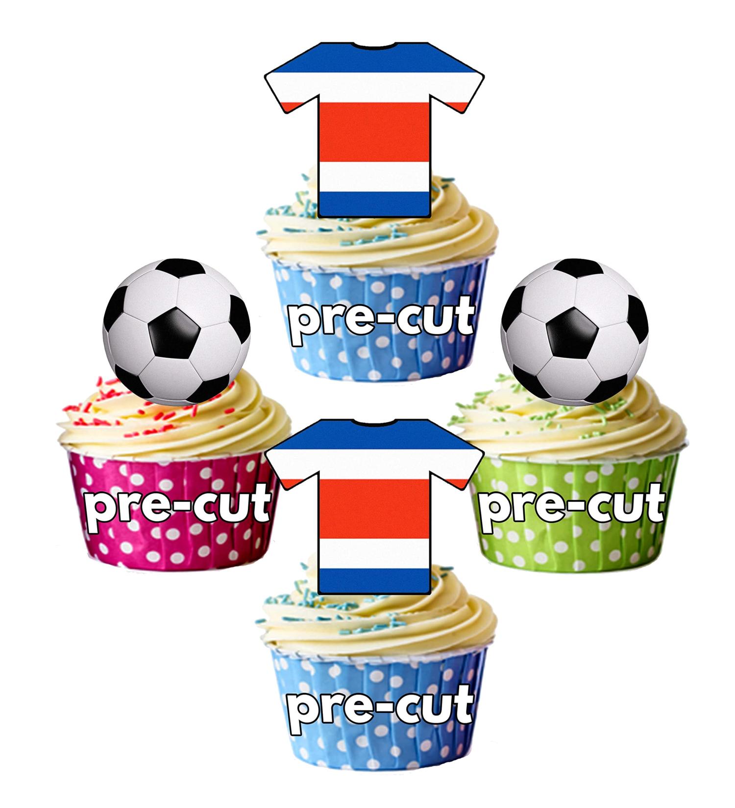 PRE-CUT Costa-Rica Football Edible Cupcake Toppers Cake Decorations World Cup 2022 Party