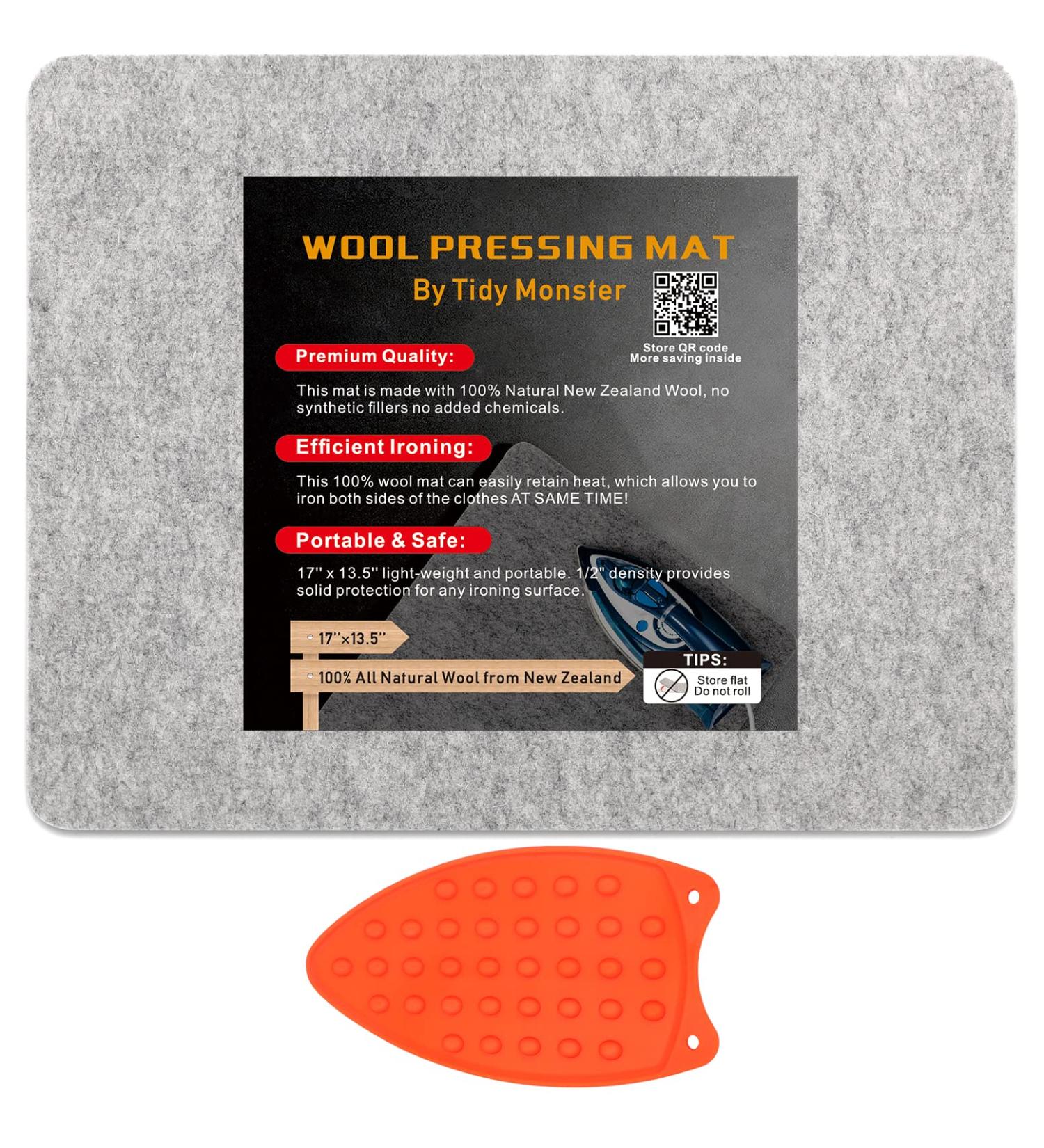 17''x13.5'' Wool Pressing Mat for Quilting  100% Wool from New Zealand  Portable Felted Wool Ironing Mat with a Silicon Iron Rest Pad - Buy Online on GoSupps.com