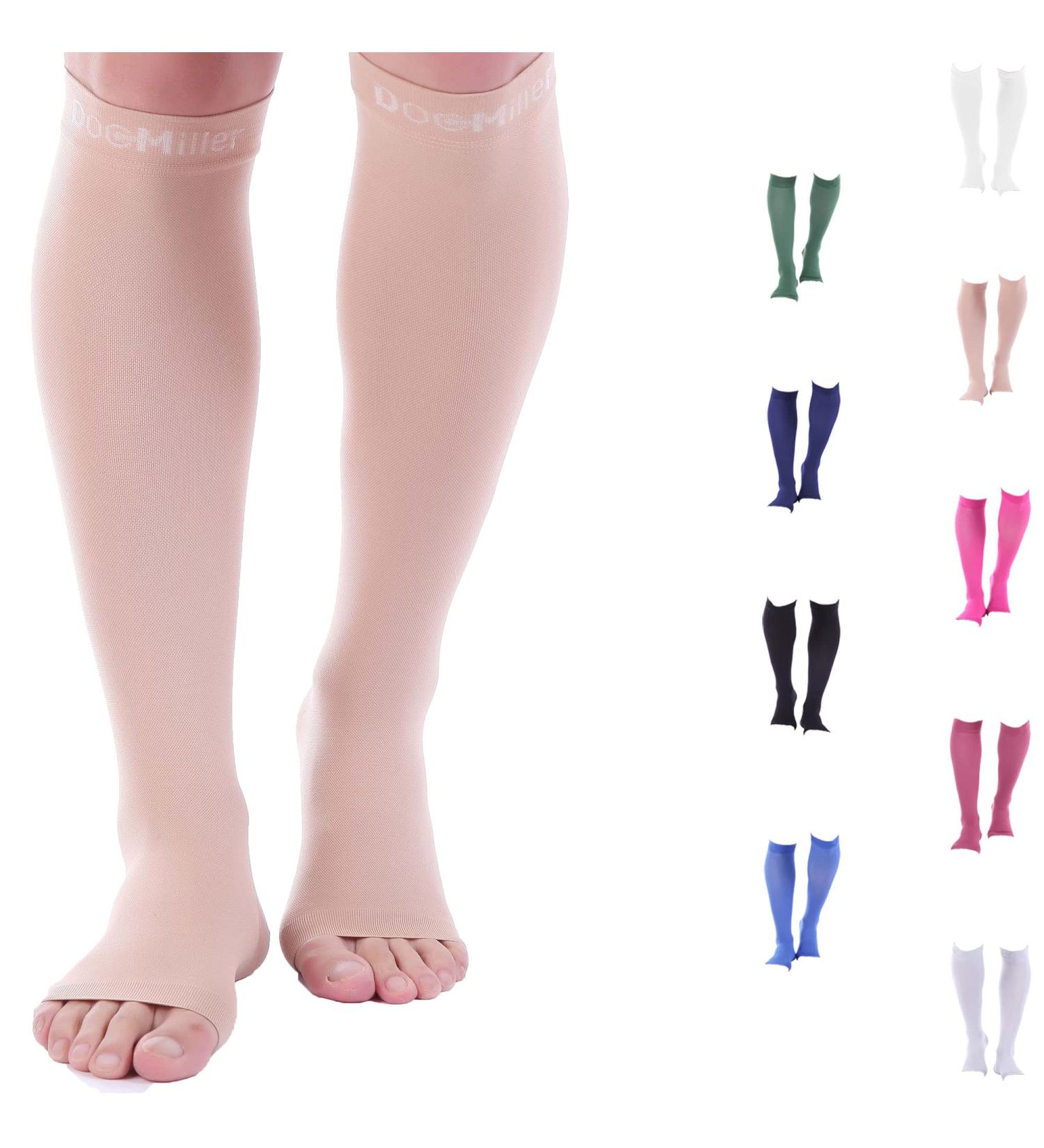 Doc Miller Open Toe Compression Socks 20-30mmHg Support for Circulation, Recovery, Shin Splints, Varicose Veins - Large Size - Buy Online on GoSupps.com