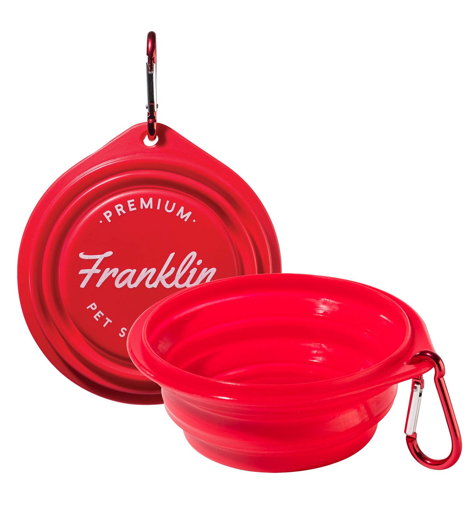 Franklin Pet Supply Collapsible Pet Travel Bowl - BPA Free - FDA Approved - Dogs - Cats - Dog Bowl - Food - Water Bowl - Small - Medium - Large Dog Food Bowl - Puppy - Includes Clip - Red - Buy Online on GoSupps.com