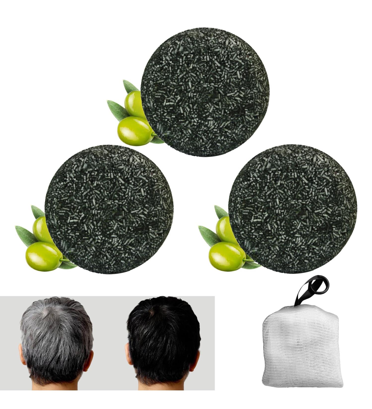 3 Piece Natural Soap For Gray Hair Solid Shampoo For Gray Hair Shiny Gray Soap Hair Darkening Shampoo Solid Shampoo Organic Dark Shampoo Hair Regrowth Shampoo and 1 Bubble Net - Buy Online on GoSupps.com