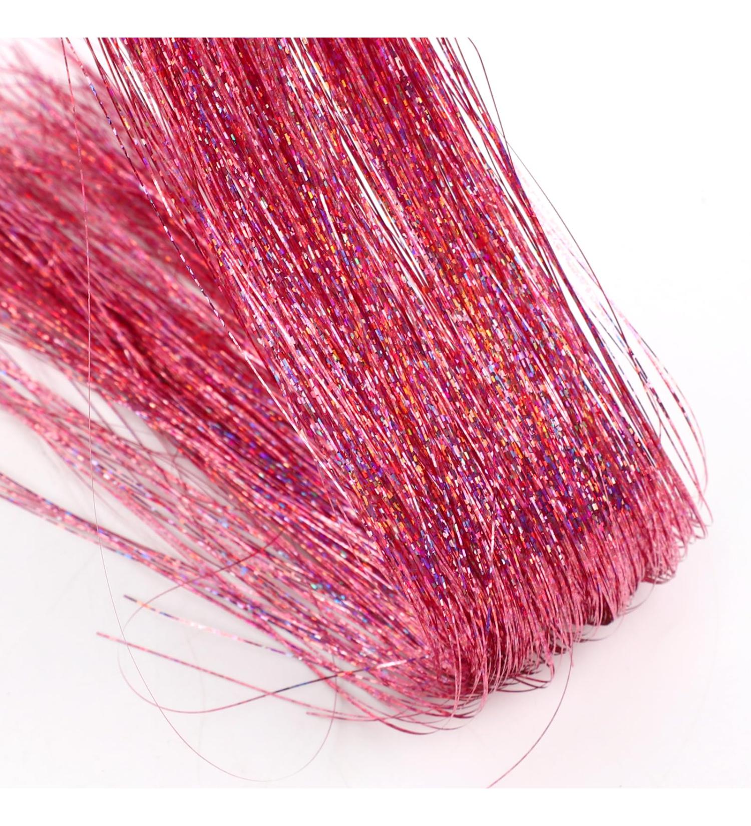Sparkling Hair Tinsel Extensions Kit - 200 Strands Pink Glitter Hair Extensions 48 Inch - Heat Resistant Tinsel for Women and Girls - Buy Online on GoSupps.com
