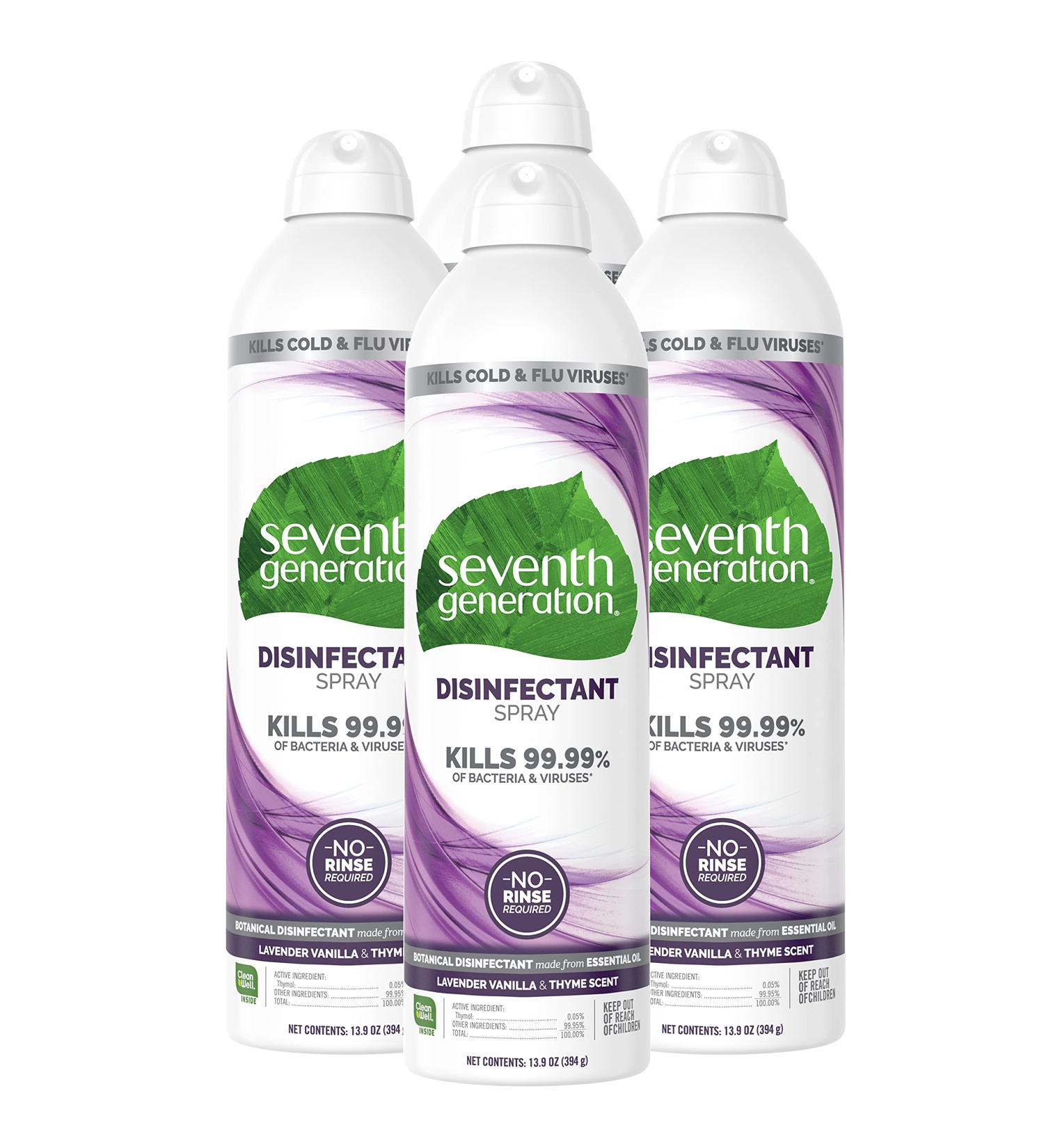 Seventh Generation Disinfectant Spray Lavender Vanilla & Thyme 13.9oz (Pack of 4) | Eco-Friendly Cleaning Solution - Buy Online on GoSupps.com