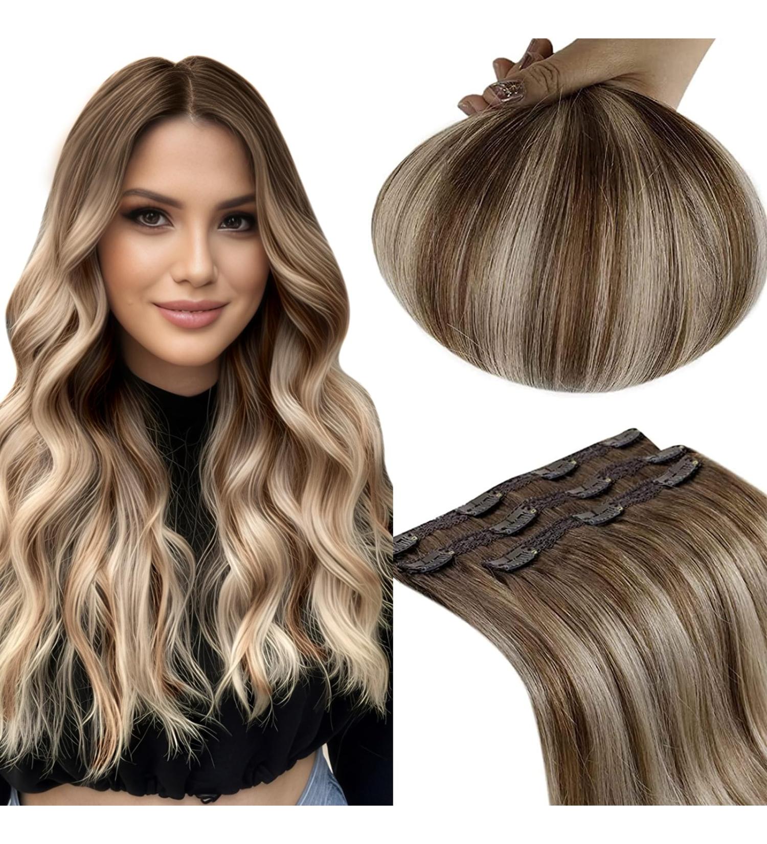 Runature 30cm Balayage Clip-In Real Hair Extensions - Remy Human Hair Ombre #3/8/22 - 3PCS 50g - Buy Online on GoSupps.com