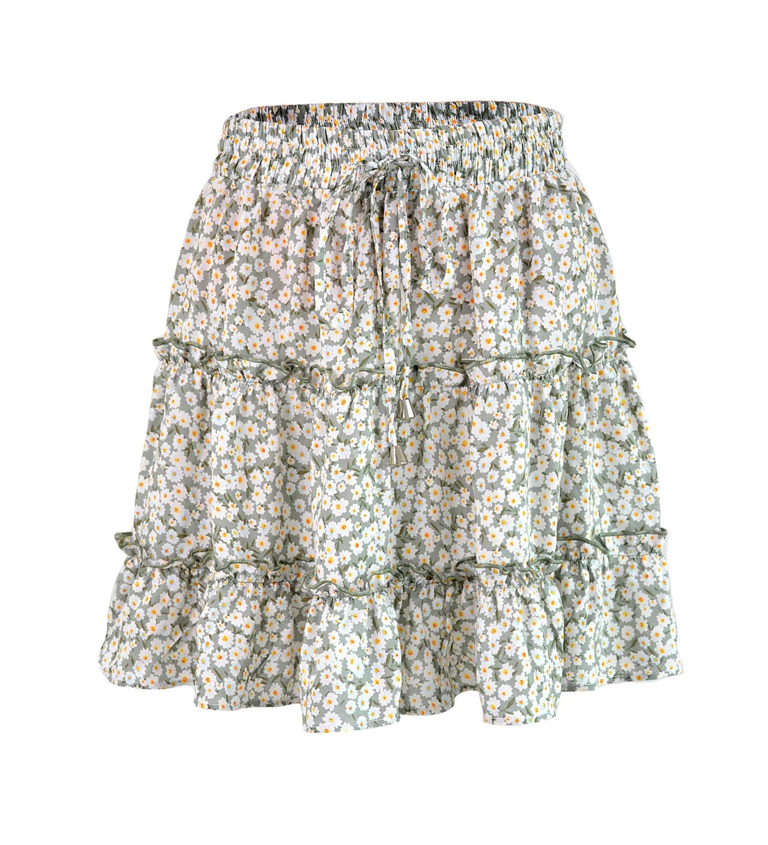 LAEMILIA Womens Floral Print Flared Mini Skater Skirt - Green - Buy Online on GoSupps.com