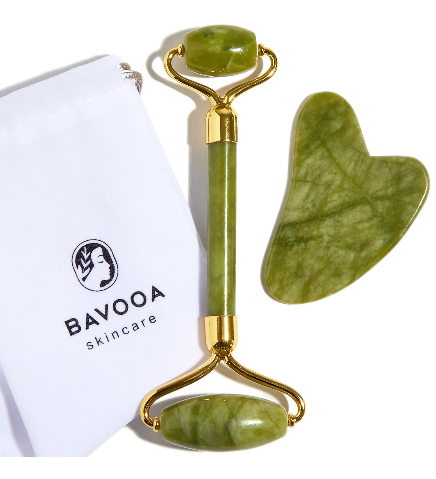 Authentic Jade Roller and Gua Sha Set - Reduce Puffiness and Wrinkles, Spa Grade Facial Massager for Natural Glow - Buy Online on GoSupps.com