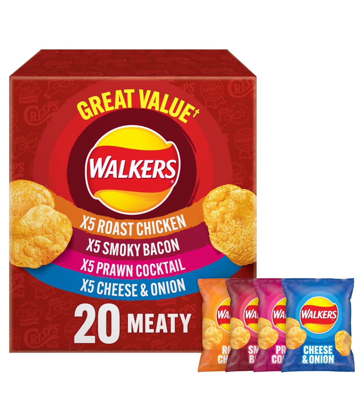 Walkers Meaty Variety Multipack Crisps Box 20x25 g 500 g (Pack of 1) - Buy Online on GoSupps.com