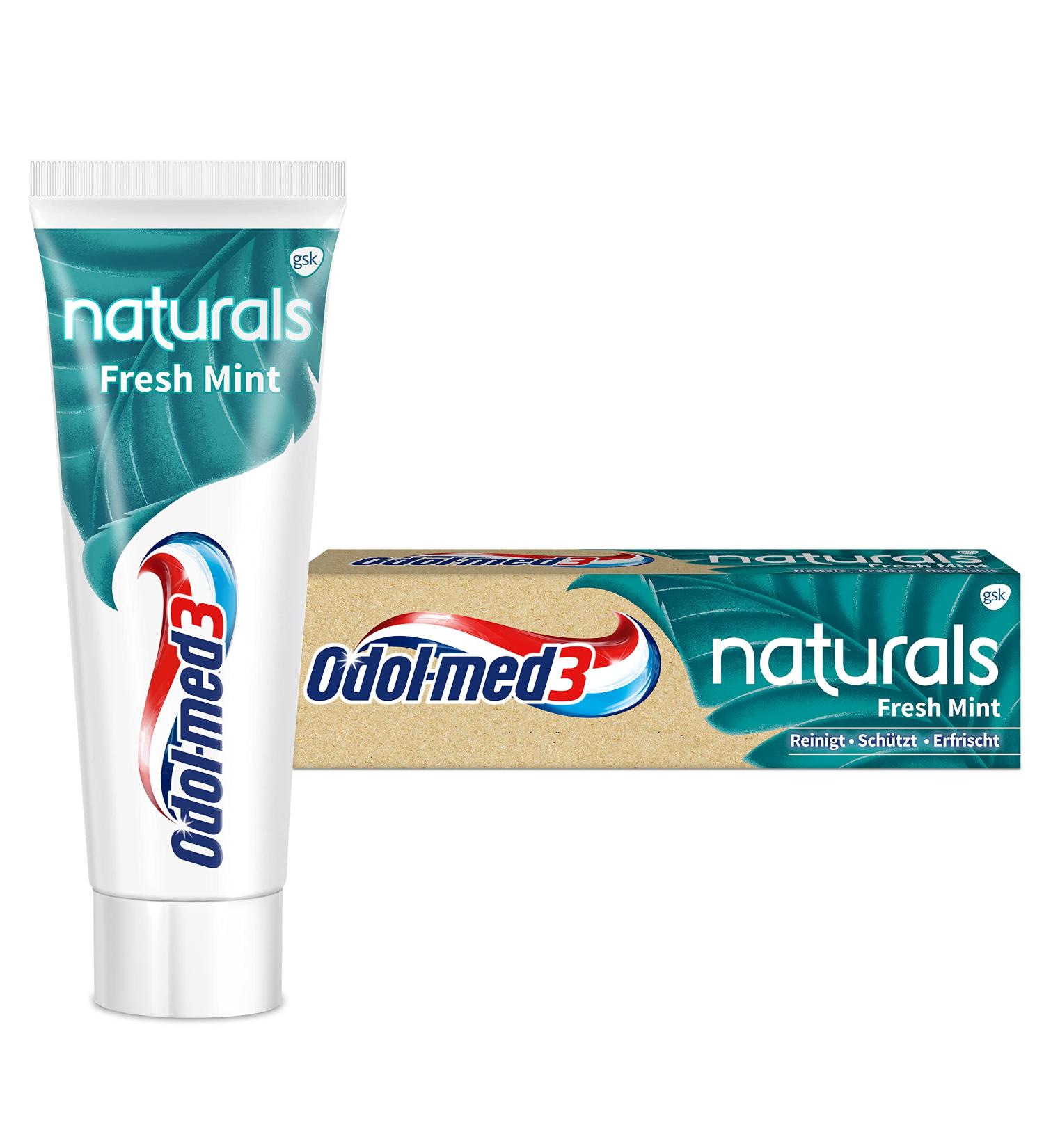 Odol-Med3 Naturals Fresh Mint Toothpaste 75ml - 3-in-1 Protection for Strong Teeth Healthy Gums & Fresh Breath | Buy Internationally - Buy Online on GoSupps.com