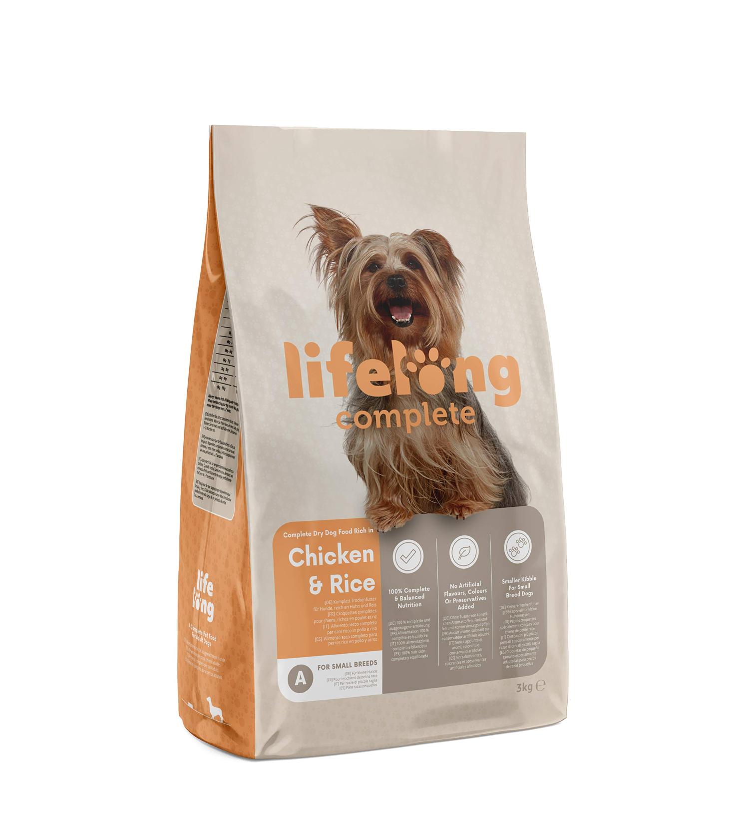 Amazon Brand - Lifelong - Complete Complete Dry Food for Adult Small Breed Dogs Rich in Chicken and Rice 1 x 3kg - Buy Online on GoSupps.com