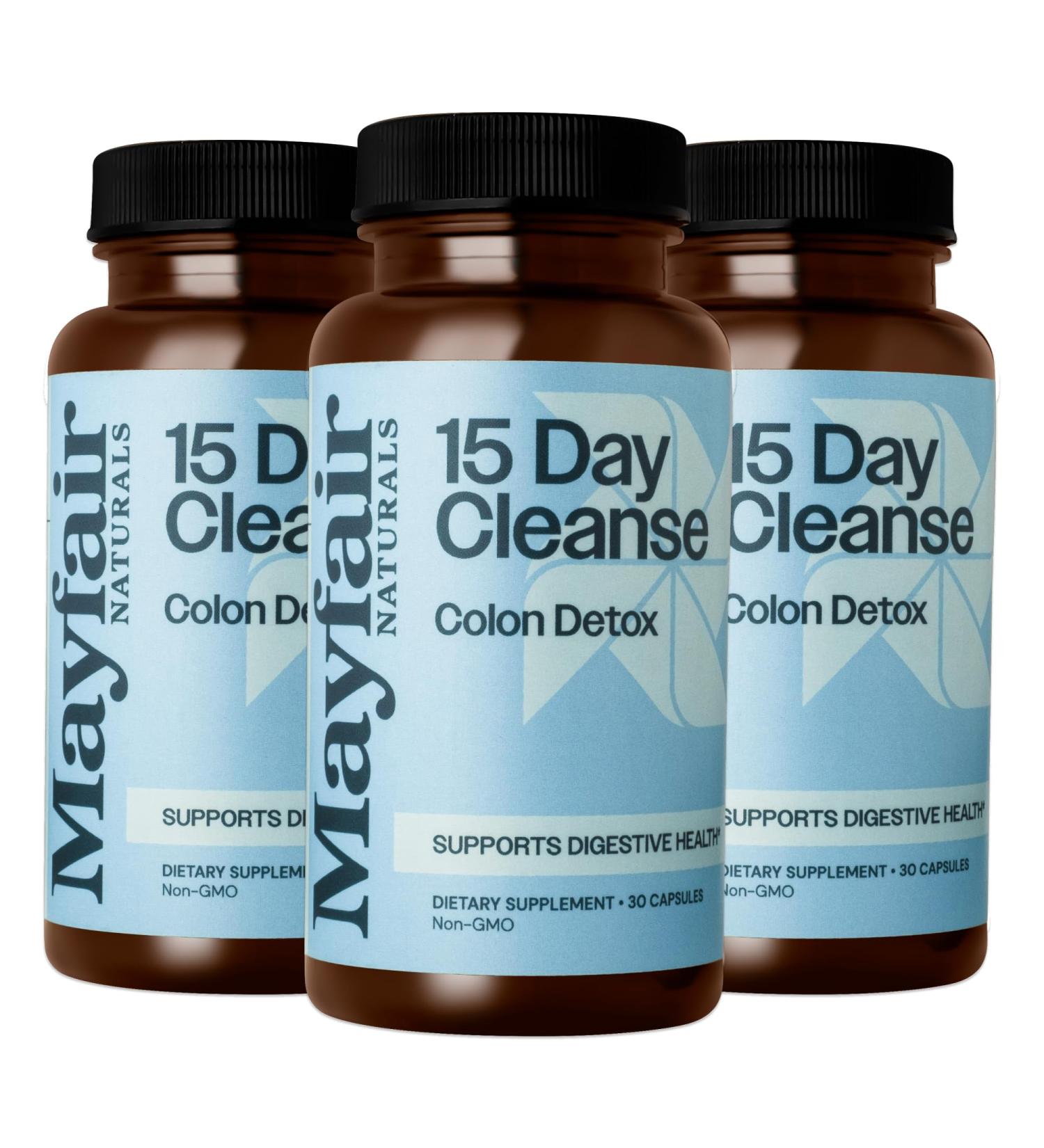 15 Day Cleanse Colon Detox (3 Pack) Dietary Supplement 30 Capsules Each (90 Total) Natural Laxative for Constipation and Digestive Health Supplement 30 Count (Pack of 3) - Buy Online on GoSupps.com