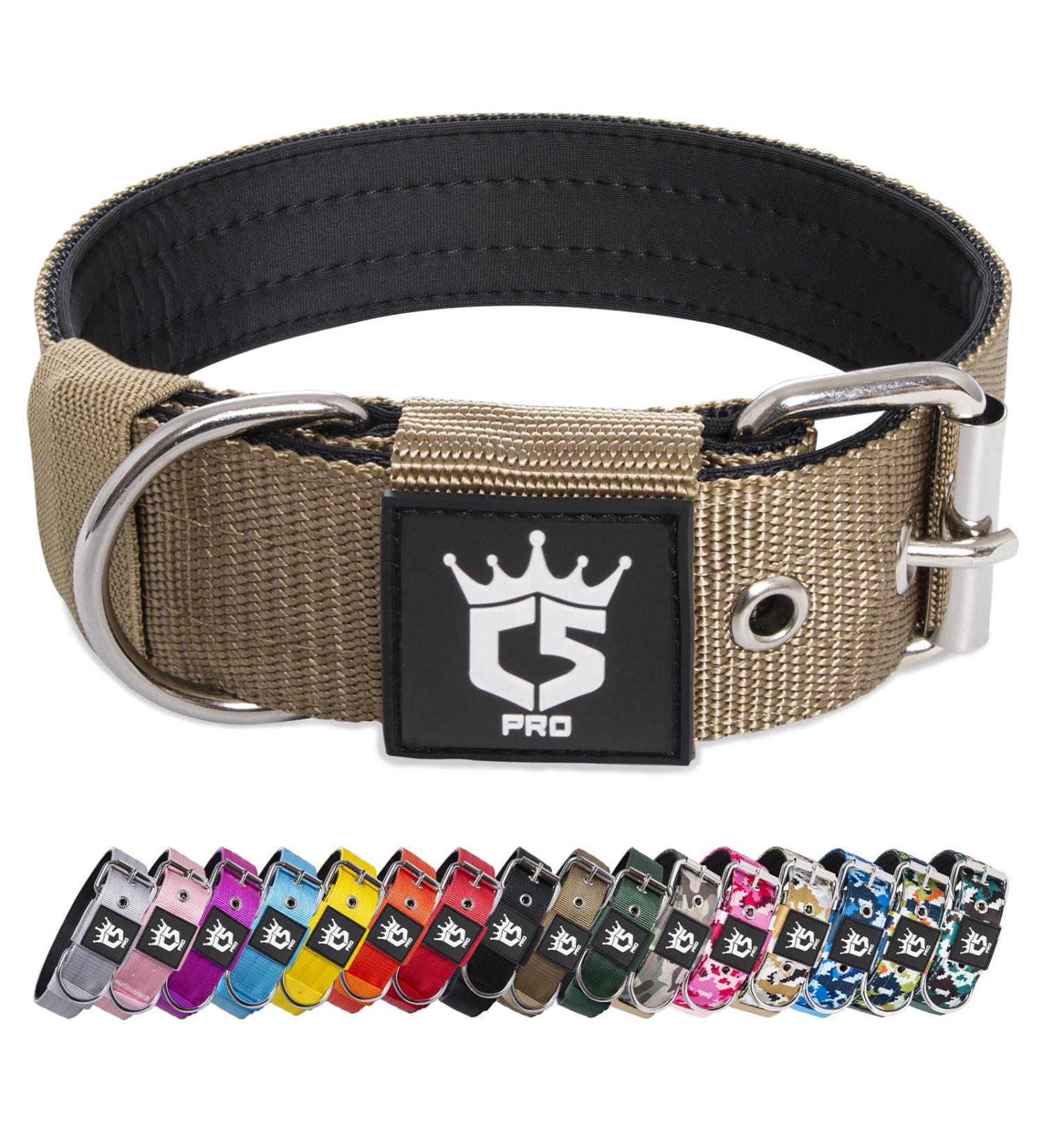 Buy Tspro Tactical Dog Collar - Military Quality 3.8cm Wide Adjustable L (52-60cm) Durable Khaki with Robust Metal Buckle - Buy Online on GoSupps.com