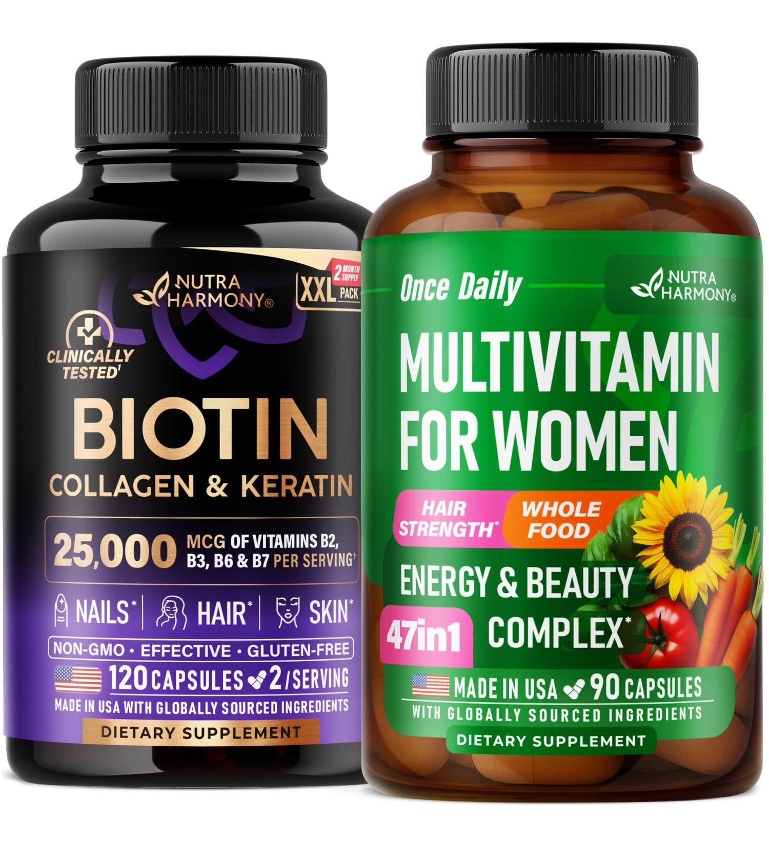 NUTRAHARMONY Biotin Collagen Keratin & Multivitamins for Women Capsules