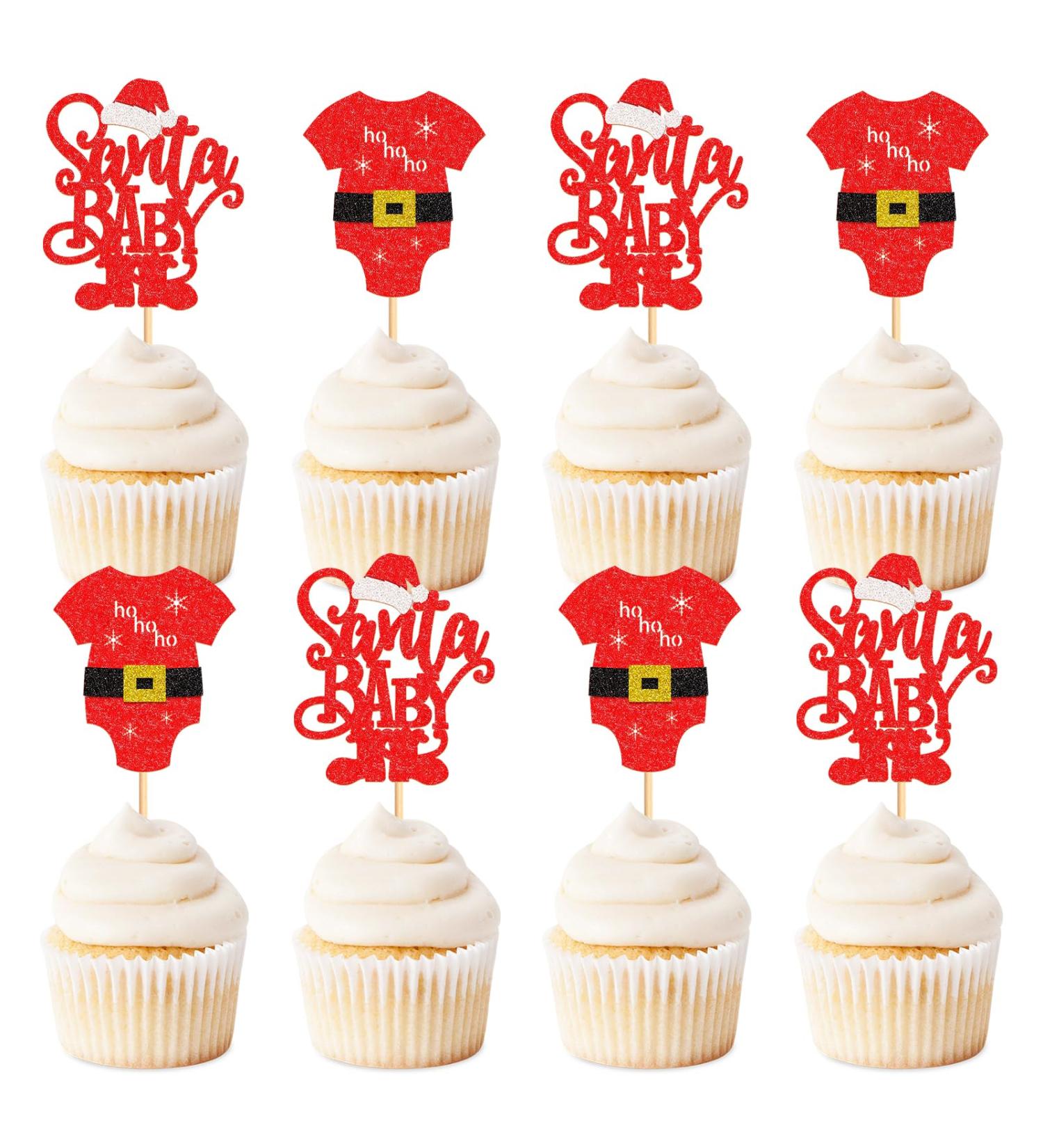 Keaziu 24 Pack Santa Baby Christmas Cupcake Toppers Picks Red Christmas cloth HoHoHo Celebrate Christmas Cupcake for Christmas Theme Birthday Party Cake Decorations Supplies Santa cloth - Buy Online on GoSupps.com