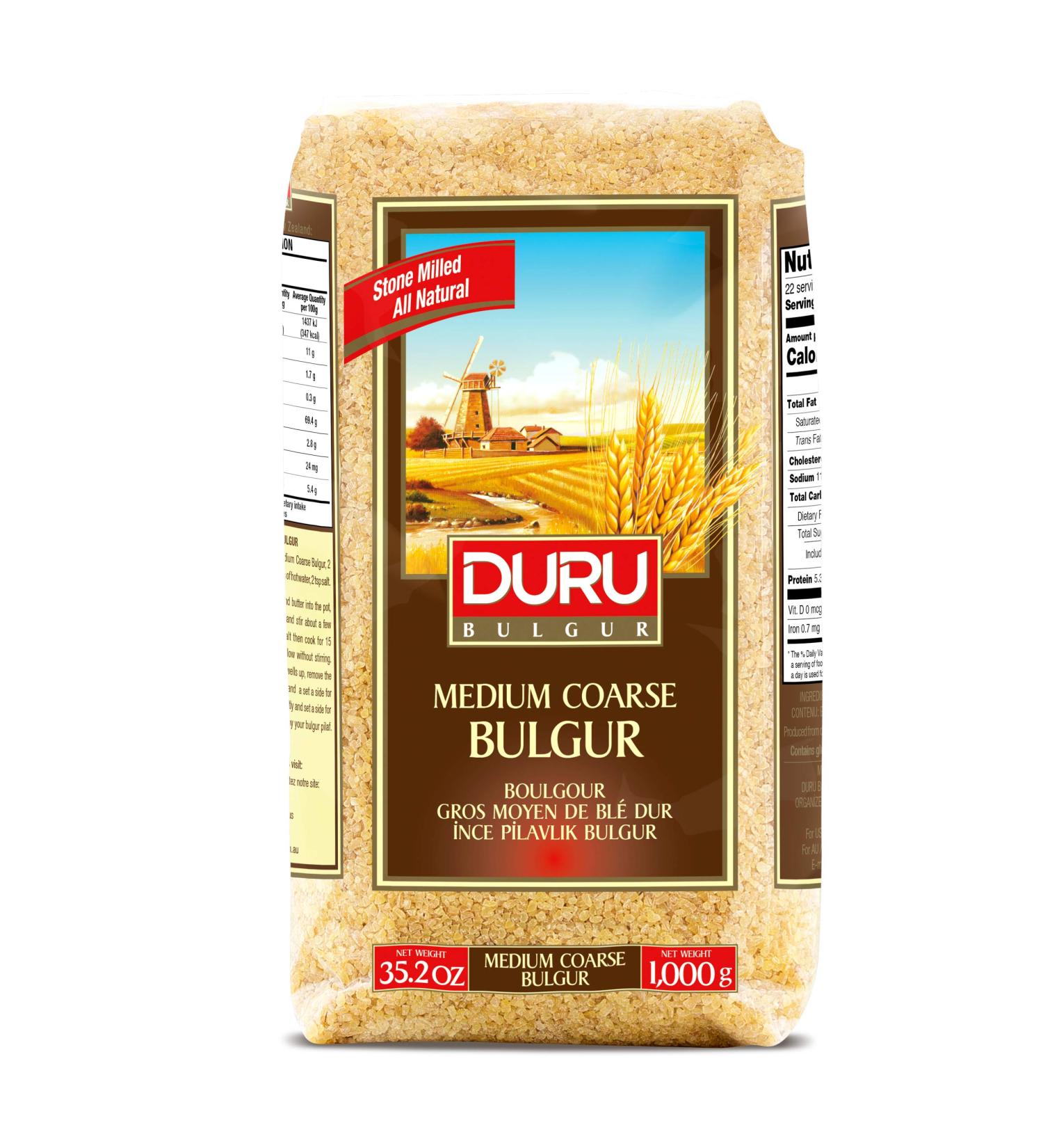 Duru Medium Coarse Bulgur 35.2oz (1000g) - 100% Natural Wheat Berries | High Fiber & Protein | Non-GMO | Vegan-Friendly | Ideal Rice Substitute - Buy Online on GoSupps.com