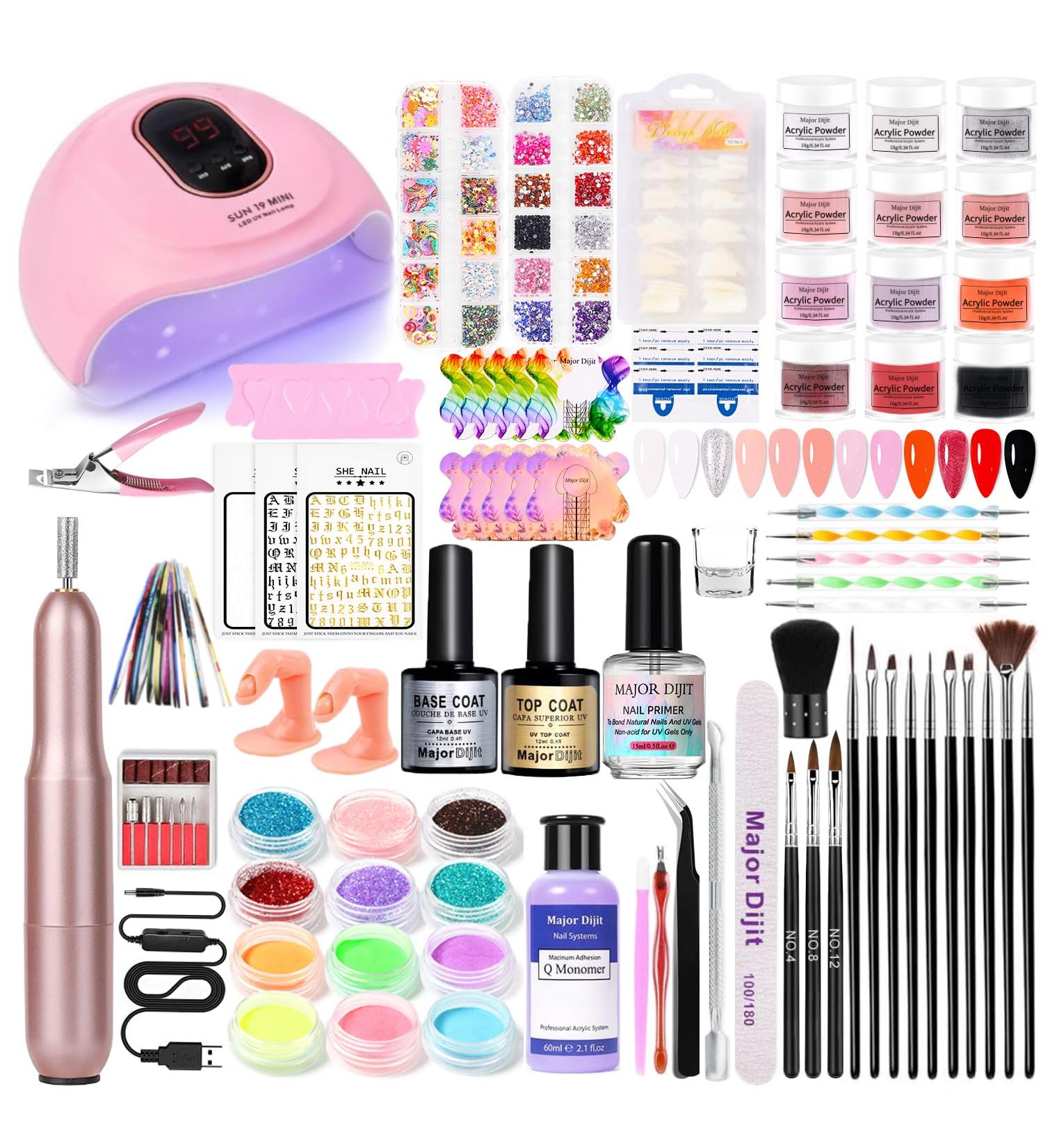 Acrylic Nail Kit Acrylic Powder Set Electric Nail Drill Nail Lamp Acrylic Nail 3D Art Manicure Supplies for beginners with everything (MT20-29) 6 Color Set-B - Buy Online on GoSupps.com