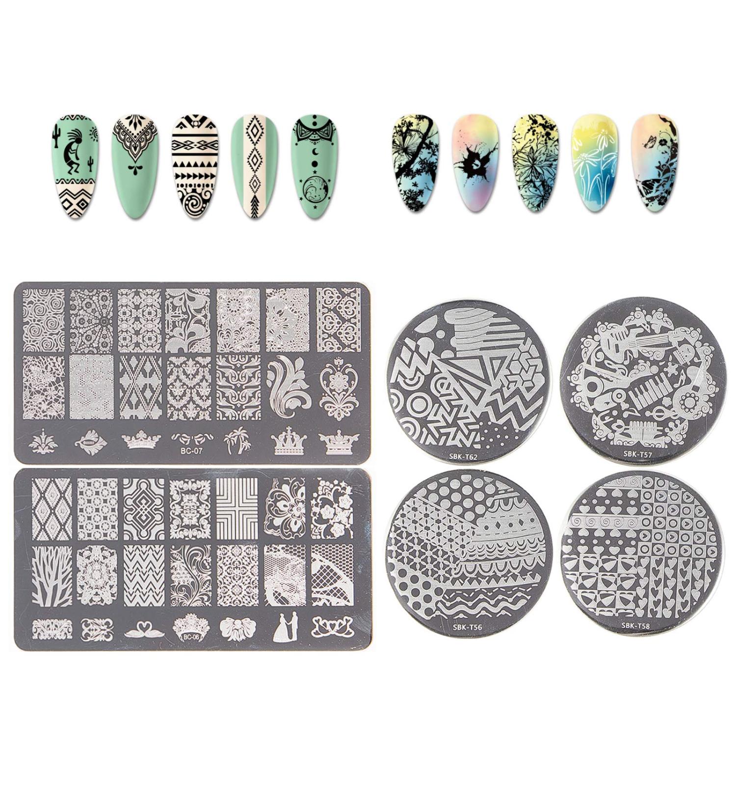 Niceneeded Nail Art Stamping Plates - 6 Lace & Geometric Designs for DIY Nail Art | Perfect for Weddings - Buy Online on GoSupps.com