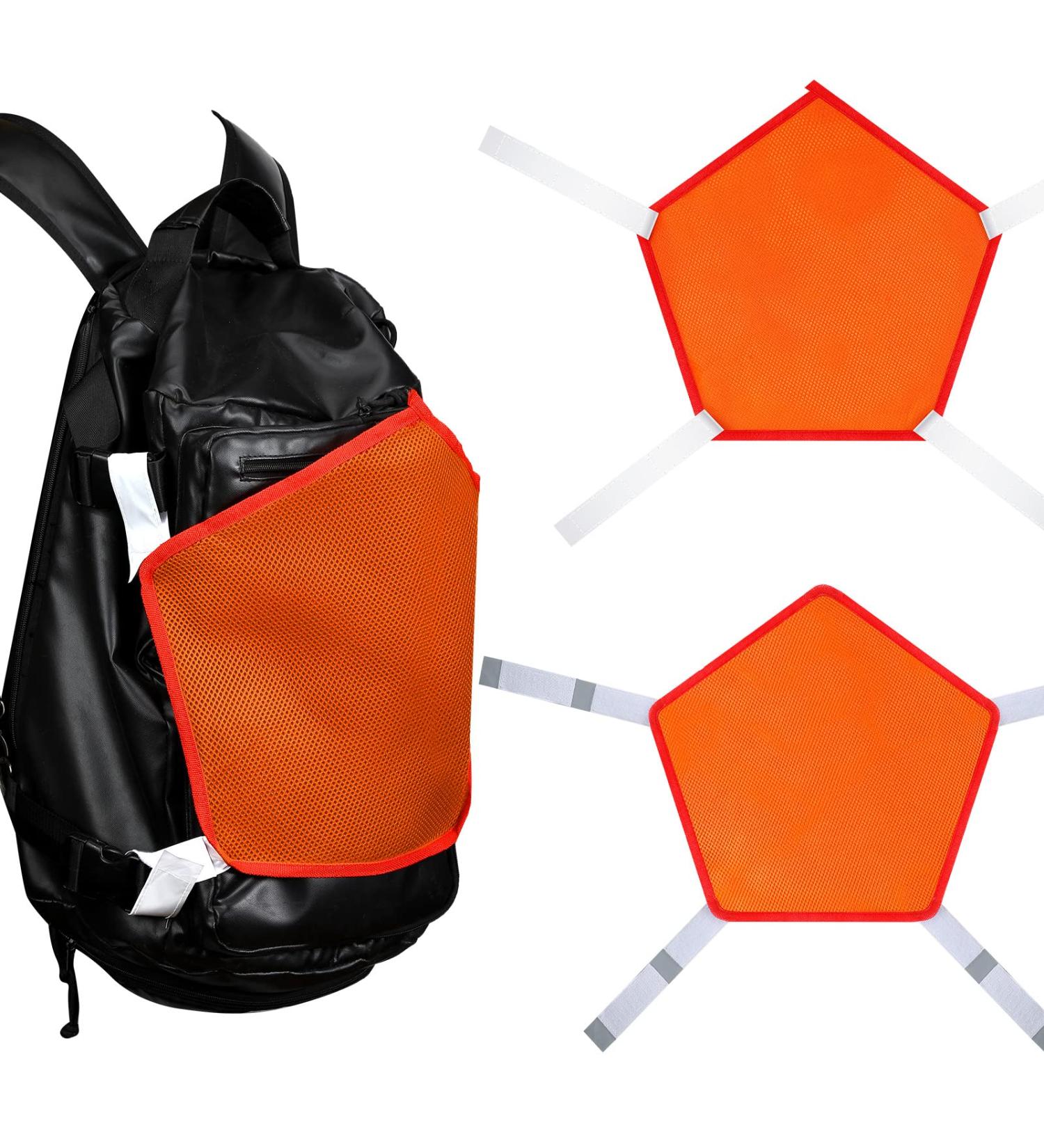 2 Pieces Blaze Orange Safety Panel Large Pentagonal Orange Panel Hunting Mesh Blaze Orange Pack Attachment with Reflective Strip on Tent Backpack for Field Trip Hiking Camping Biking Outdoor Traveling - Buy Online on GoSupps.com