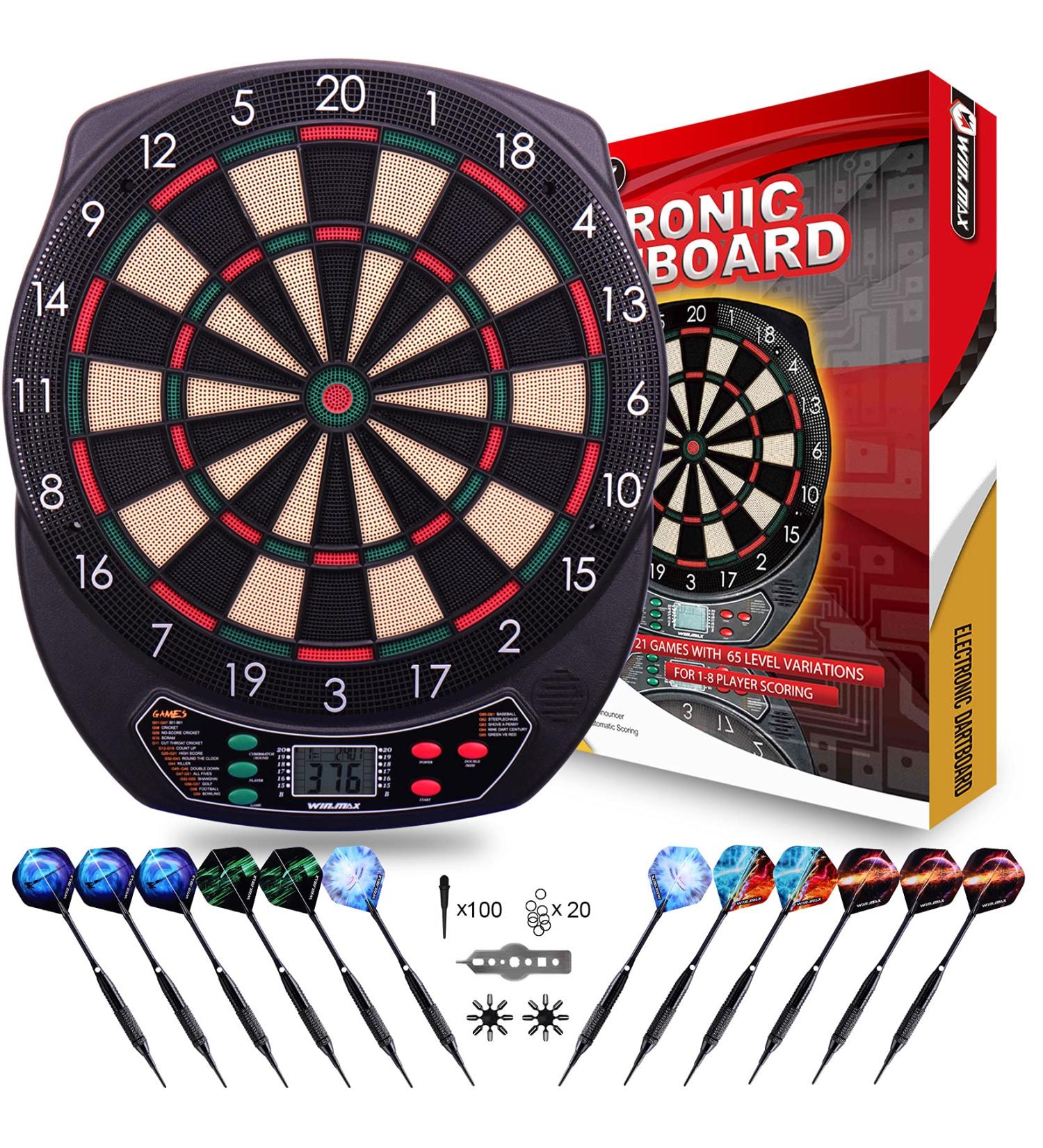 WIN.MAX Electronic Soft Tip Dart Board Set with LCD Display - 12 Darts Included - Buy Online on GoSupps.com