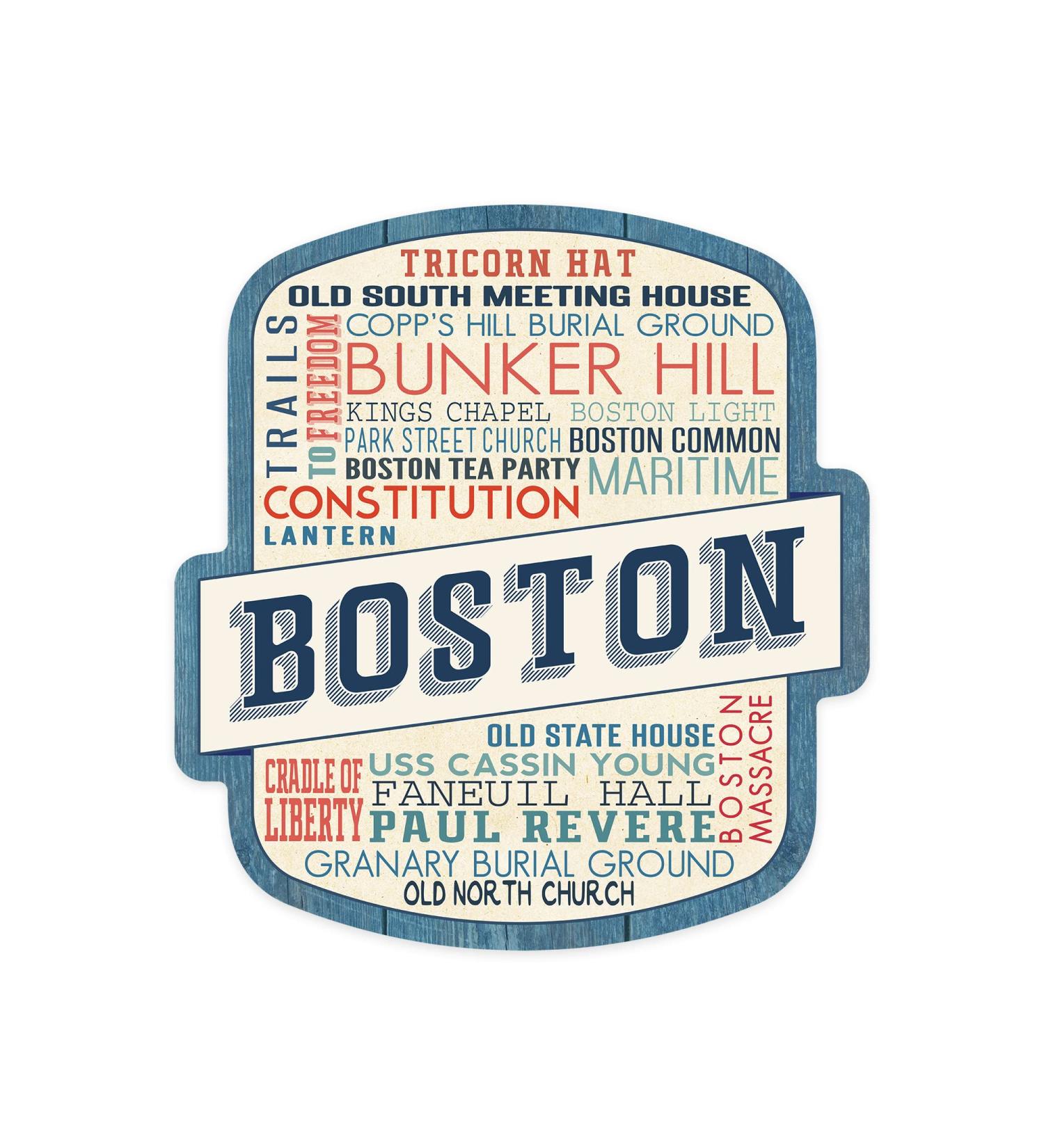 Boston Massachusetts Rustic Typography Die Cut Sticker | Contour Vinyl | 1-3 Inches | Waterproof Decal for Cars, Water Bottles, Laptops | Small Size - Buy Online on GoSupps.com