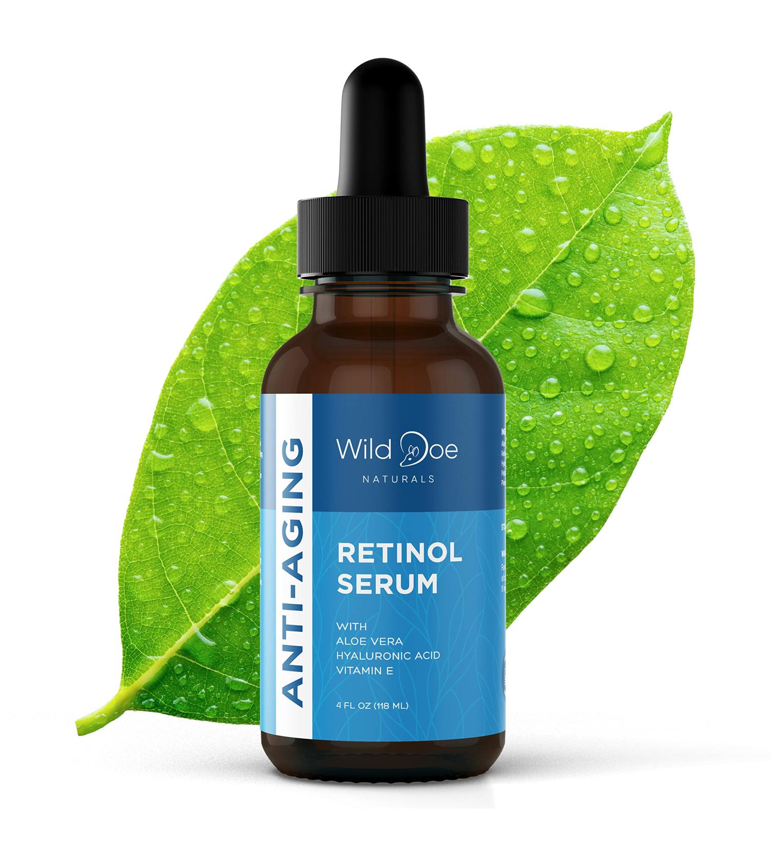 Retinol Serum with Hyaluronic Acid, Vitamin E, and Aloe Vera - Anti-Aging, Dark Spot Corrector, Collagen Booster, Acne Treatment - 4oz - Buy Online on GoSupps.com