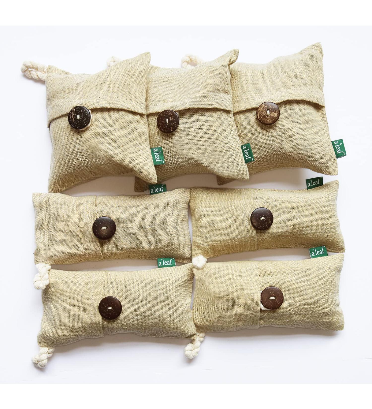Naturally Dyed Canada-Made Bamboo Charcoal Air Purifying Bags - Set of 3 Large & 4 Small | Scent & Chemical-Free Odor Absorber - Buy Online on GoSupps.com