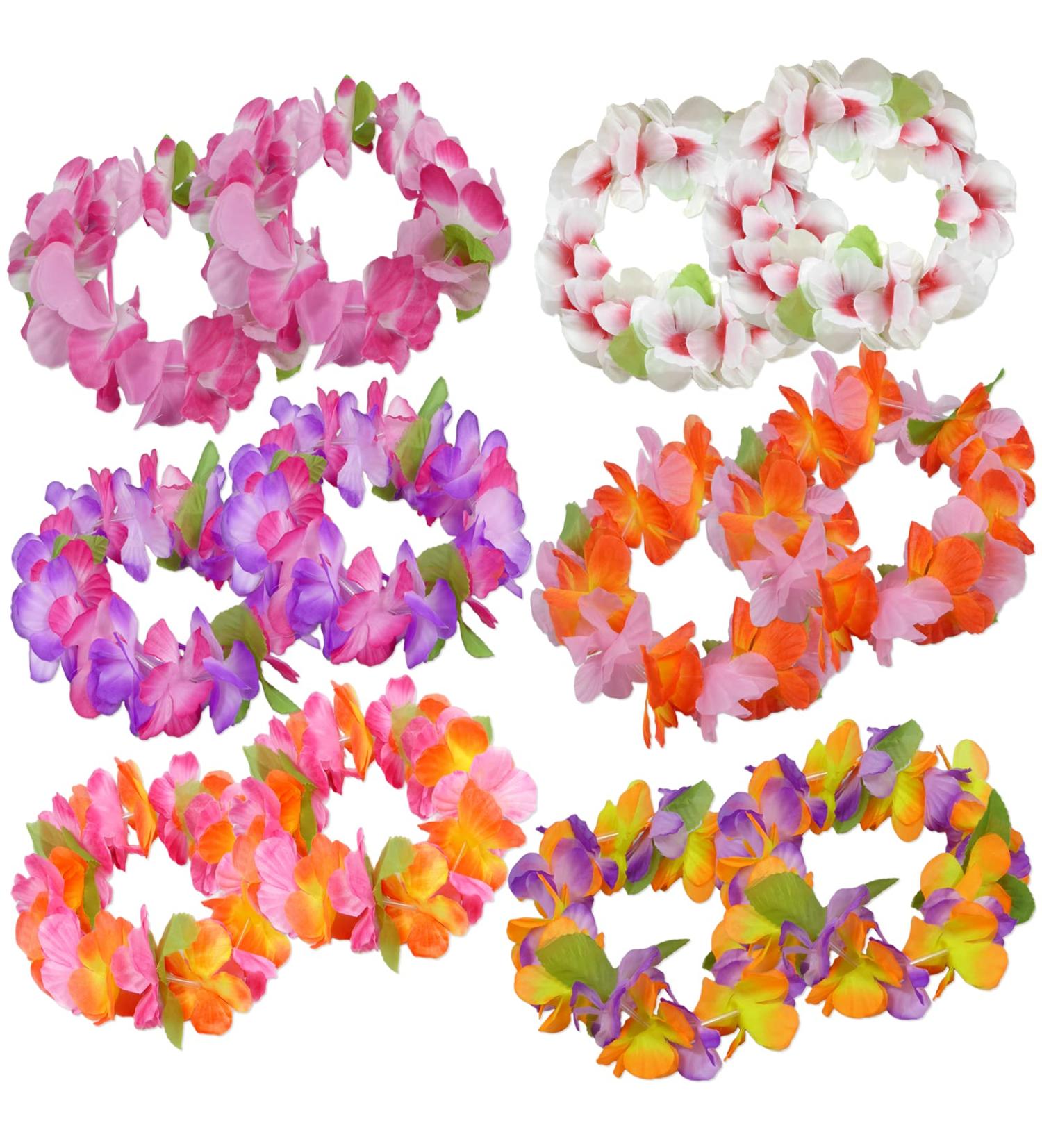 AnapoliZ Hawaiian Headband Flowers - 12 PCS Tropical Luau Lei Set | Multi Color Summer Party Favors - Buy Online on GoSupps.com
