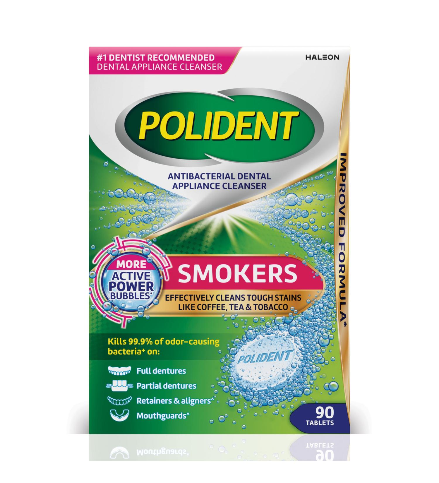 Polident Smokers Antibacterial Dental Appliance Cleanser Tablets 90 Count - Buy Online on GoSupps.com