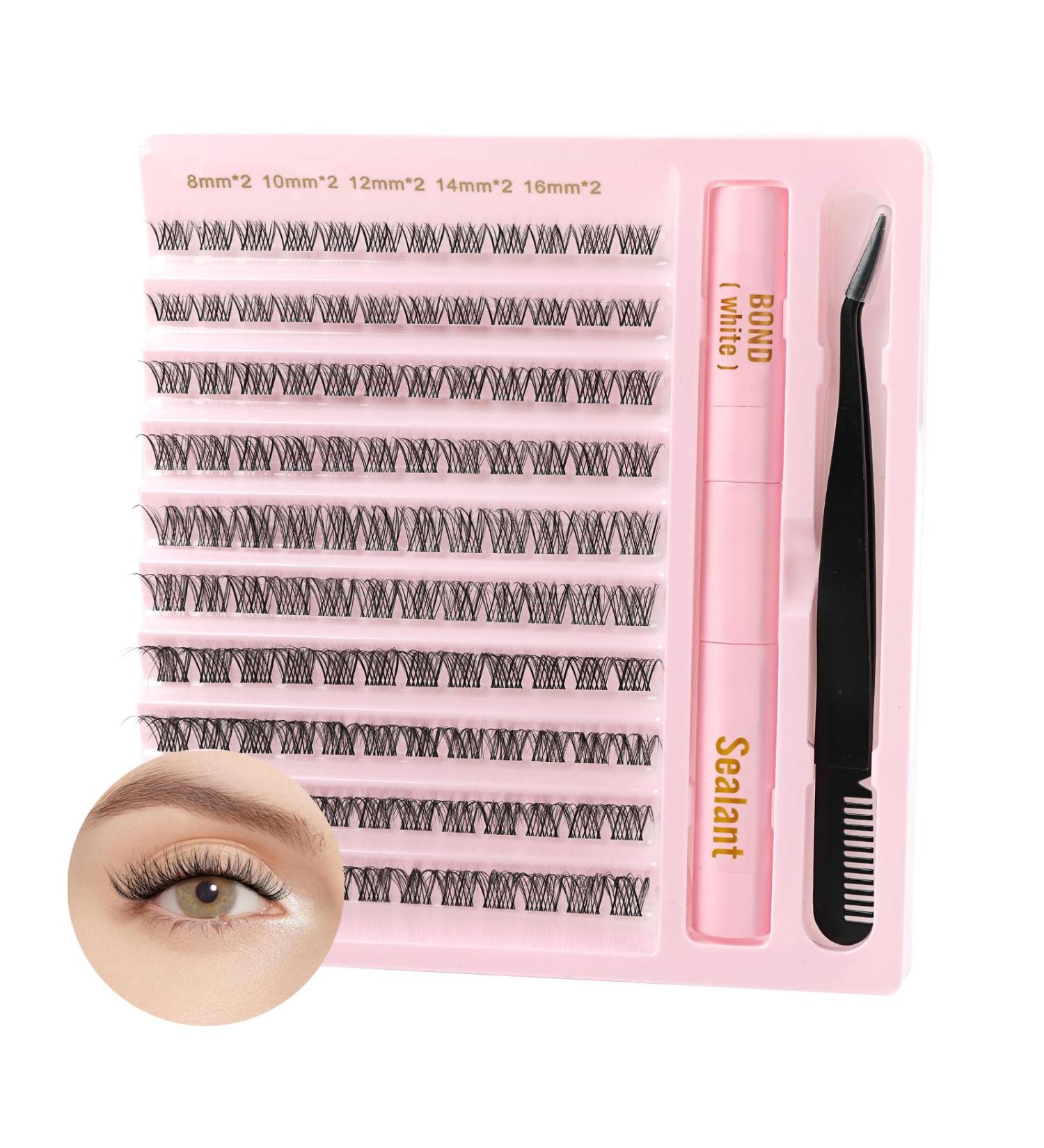 Poiuyoiu Single Eyelashes - D Curl Cluster Lashes Set with Glue & Tweezers | Natural 8-16mm Wispy Eyelash Extensions for Home Use - Buy Online on GoSupps.com
