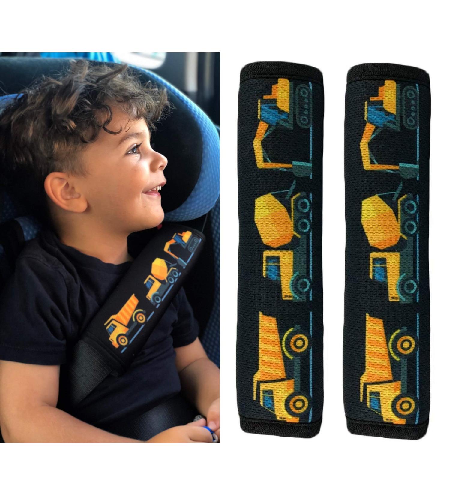 HECKBO 2X Kids Car Seat Belt Pads - Construction Cars Theme - Seat Belt Protectors for Kids and Babies - Ideal for Booster Seats and Bicycles - 2 Pieces - Buy Online on GoSupps.com