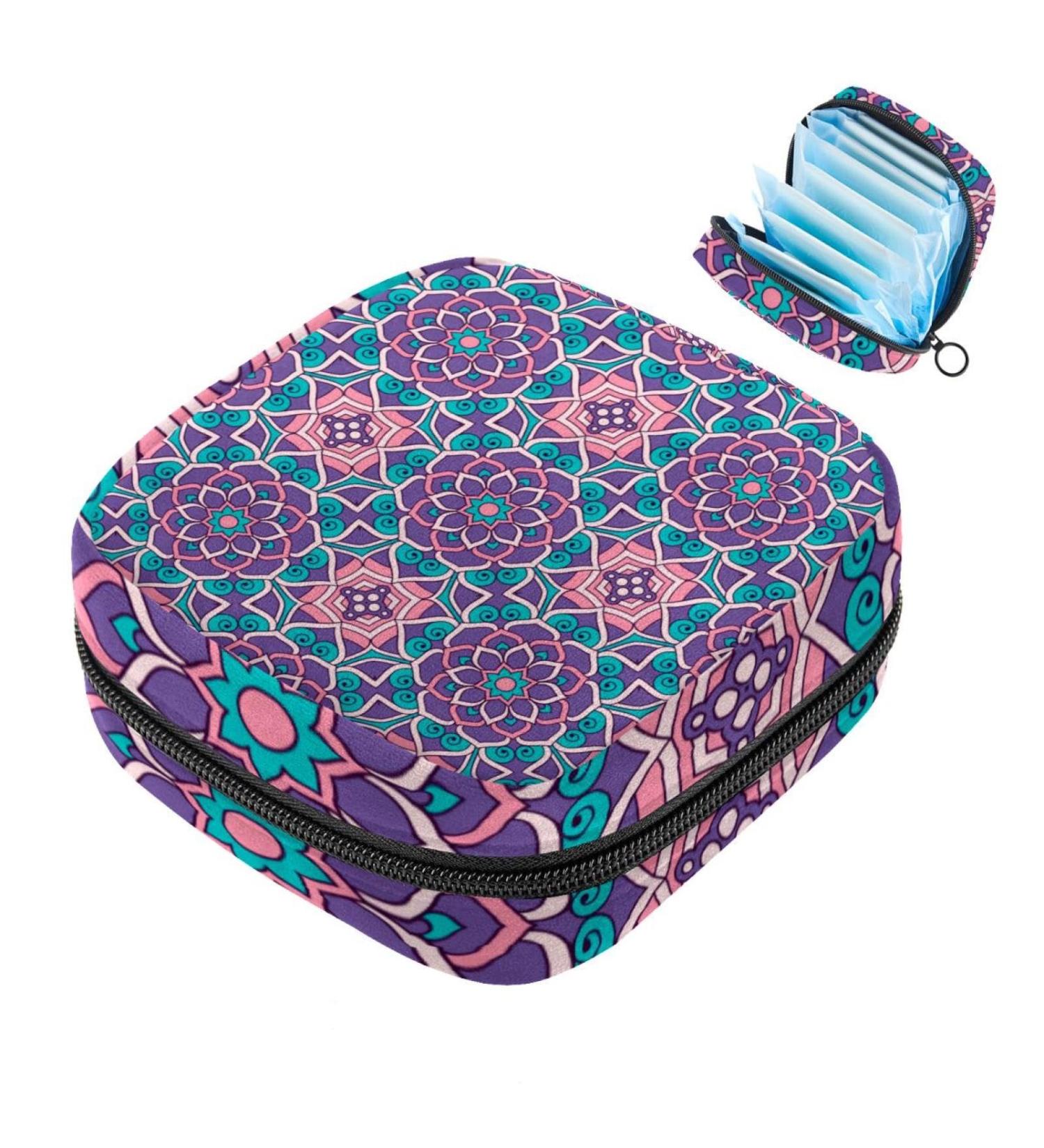 Shop Aesthetic Portable Women's Binding-Up Bags | Menstrual Cup Pocket & Pads for Teen Girls | Multi-Colored Mandala Design - Buy Online on GoSupps.com