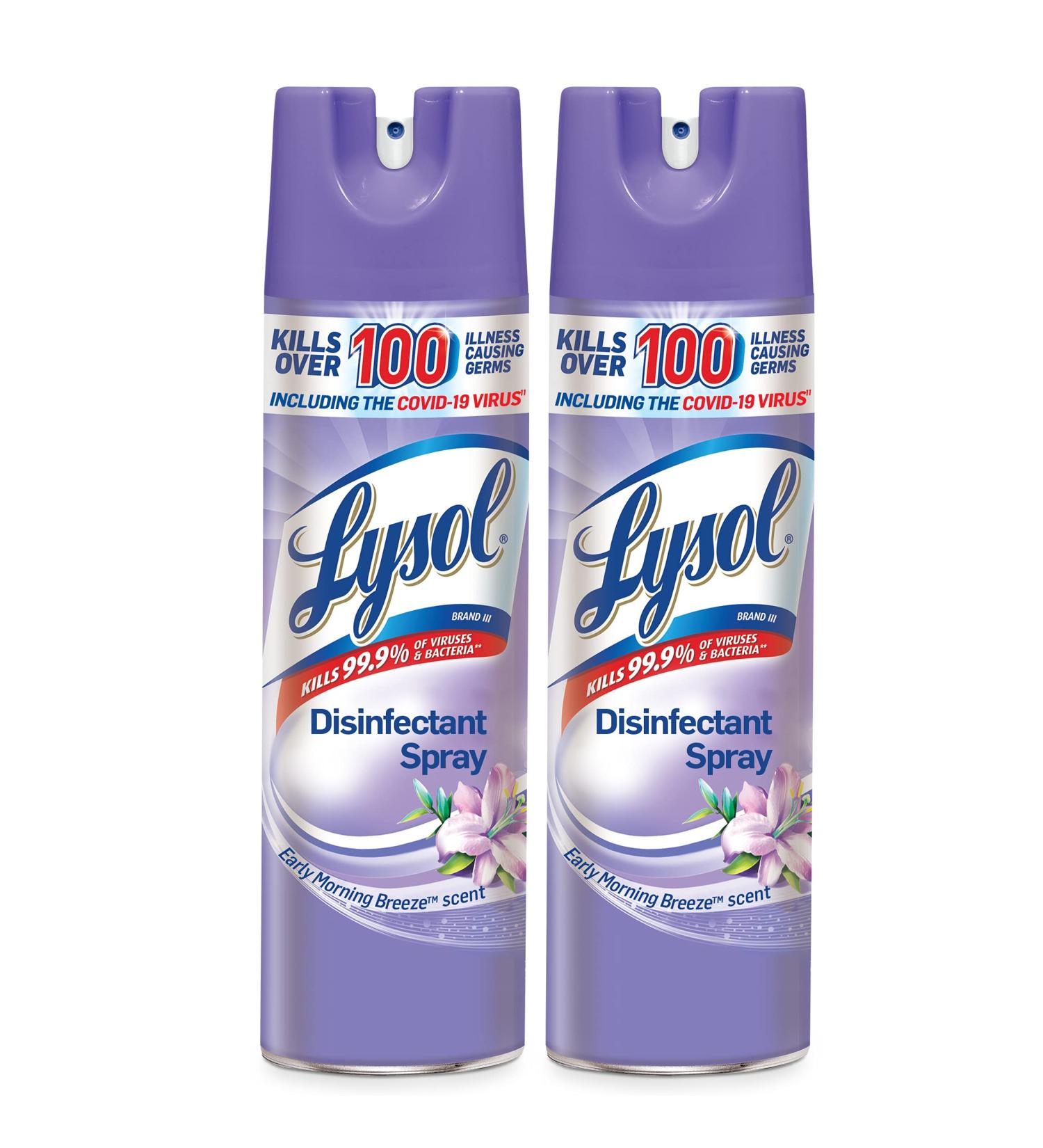 Lysol Disinfectant Spray Early Morning Breeze 19oz - Pack of 2 | Sanitizing & Antibacterial Spray for Disinfecting & Deodorizing - Packaging May Vary - Buy Online on GoSupps.com