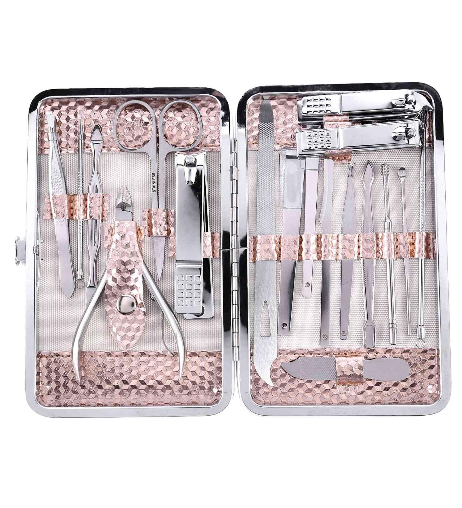 Greethga 18 Piece Manicure Pedicure Kit Nail Clipper Kit Kit Nail Tools with Luxury Travel - Buy Online on GoSupps.com