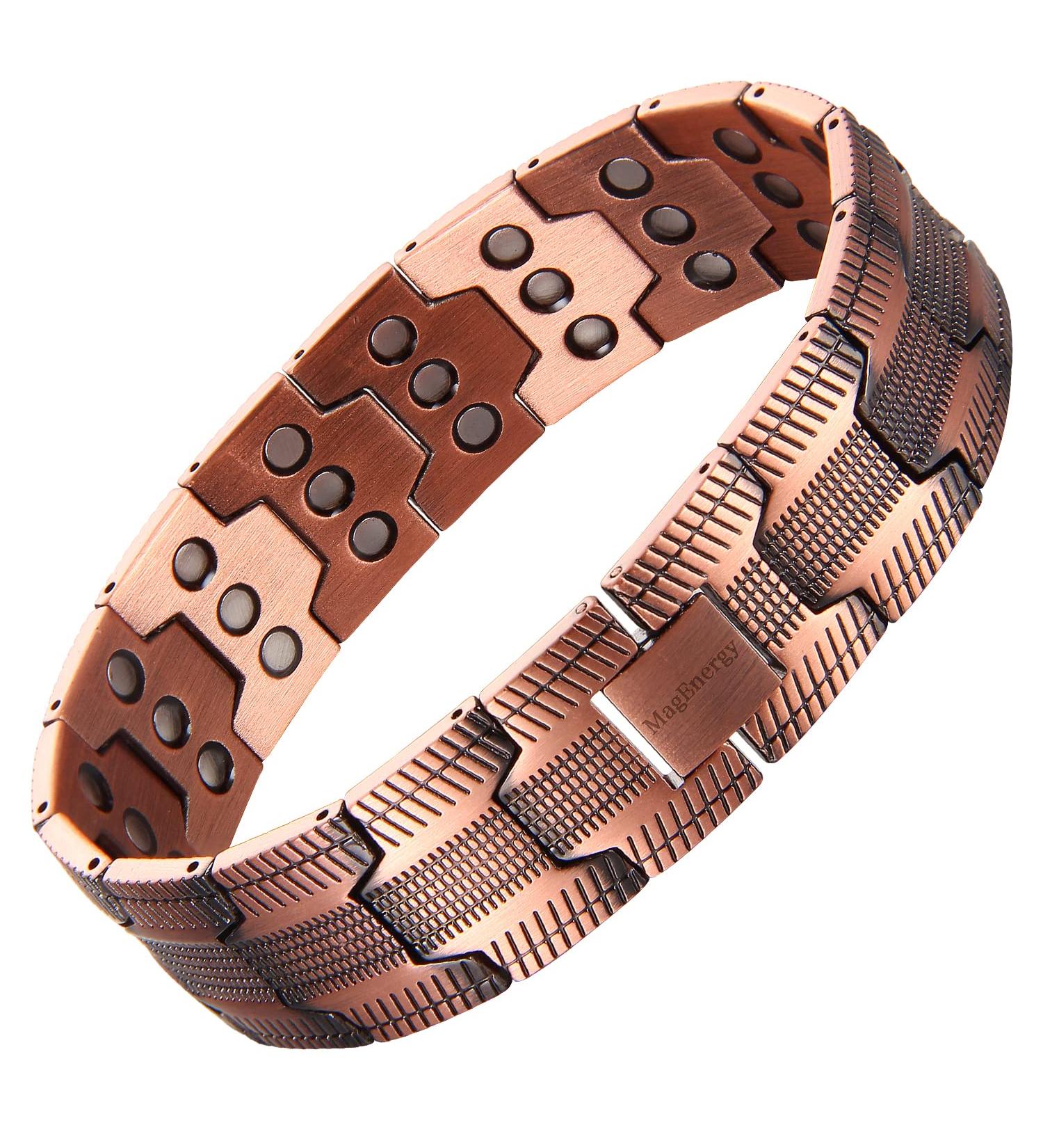 MagEnergy 3X Ultra Strength Magnetic Copper Bracelet for Men - Solid Link Bracelet with Adjustment Tool - Buy Online on GoSupps.com