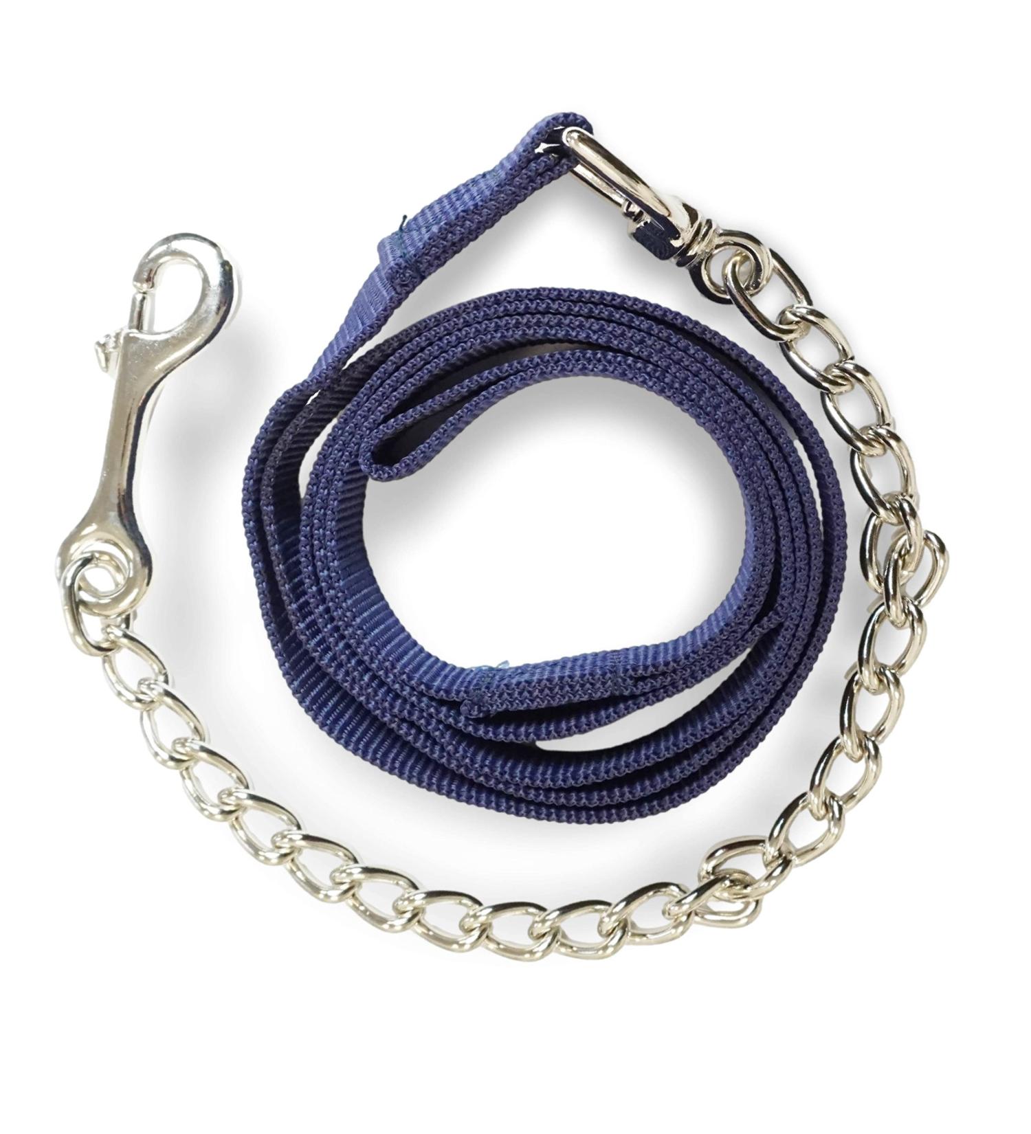 Guide for Horses - Safe Iron Chain & Nylon Handle | 2.10m Length for Stallion Dogs Ponies & Donkeys - Dark Blue - Buy Online on GoSupps.com