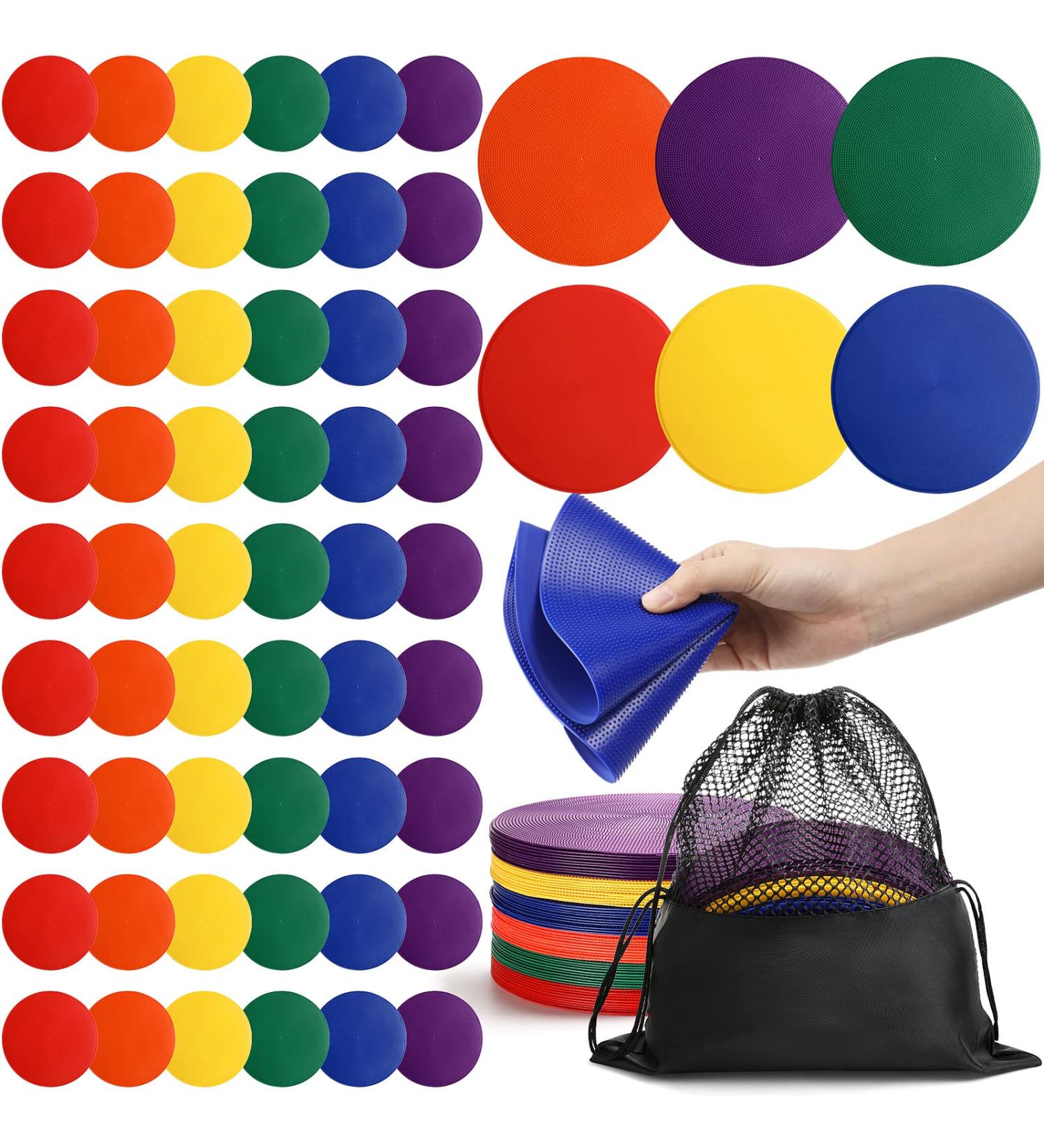 60 Pcs 9-inch Non-Slip Poly Vinyl Spot Markers for Soccer, Football, Basketball - Agility Training Cones for Gym, Dance, Classroom Org - Buy Online on GoSupps.com