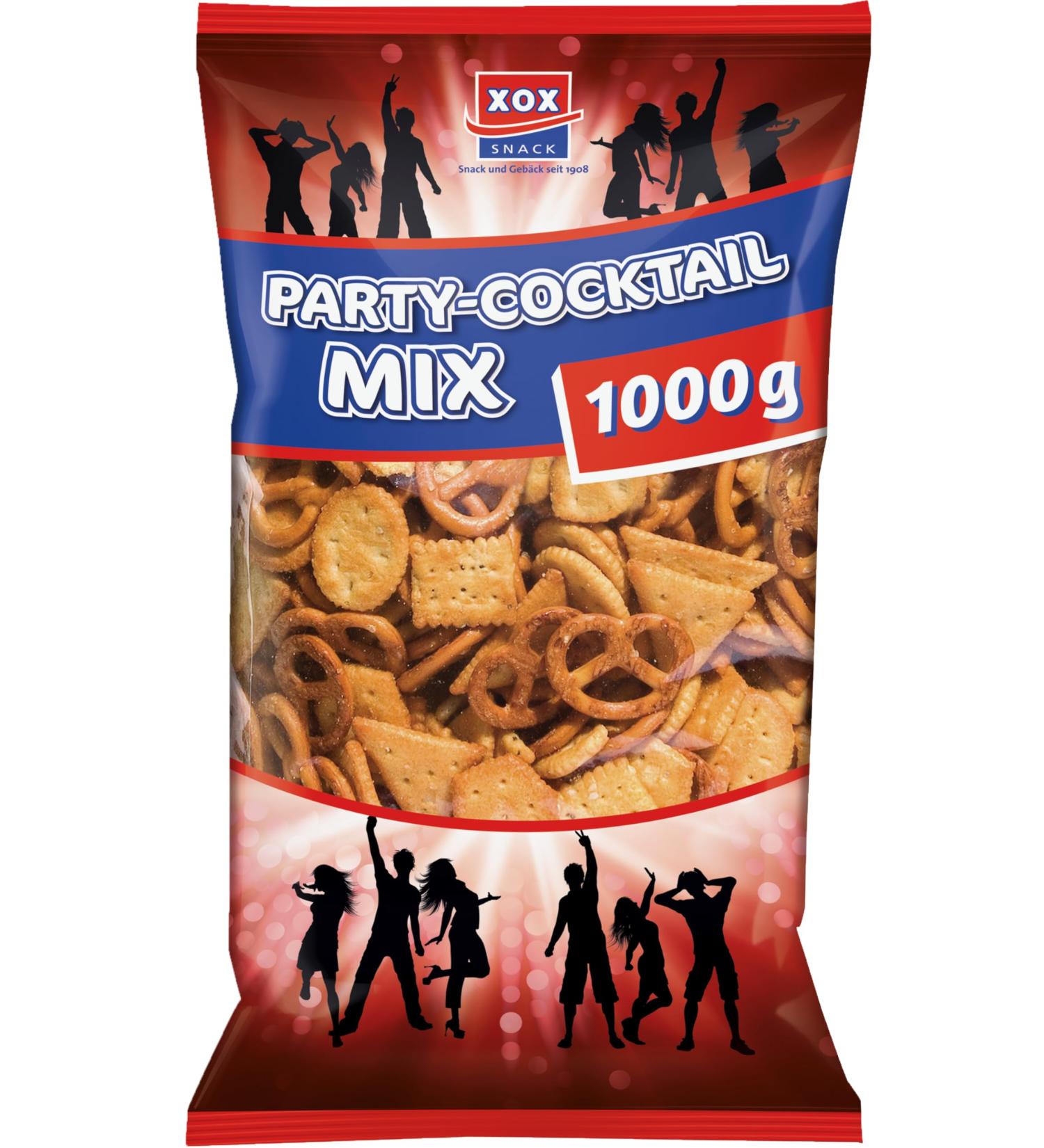 Xox Party Cocktail Mix 1kg |Vegetarian!|Party Mix mixture of salted lye and wheat biscuits (Cocktail Mix 1000g 1 Pack) Cocktail Mix 1000g 1 kg (1 Series)