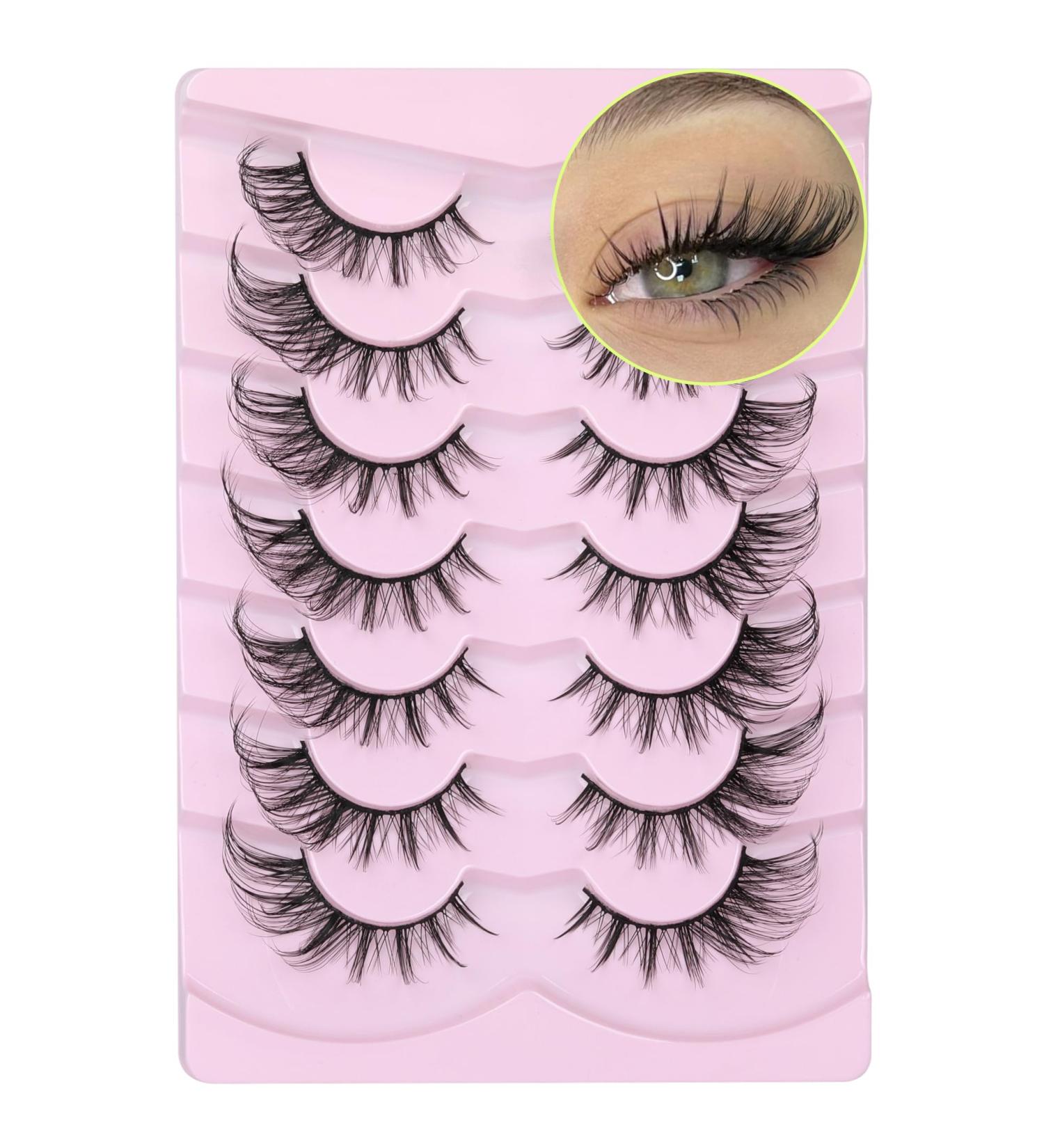 Fox Eye Lashes Wispy Eyelashes Cat Eye False Lashes Fluffy Fox Eye Fake Eyelashes Strip D Curl Lash Pack 7 Pairs by Mavphnee - Buy Online on GoSupps.com