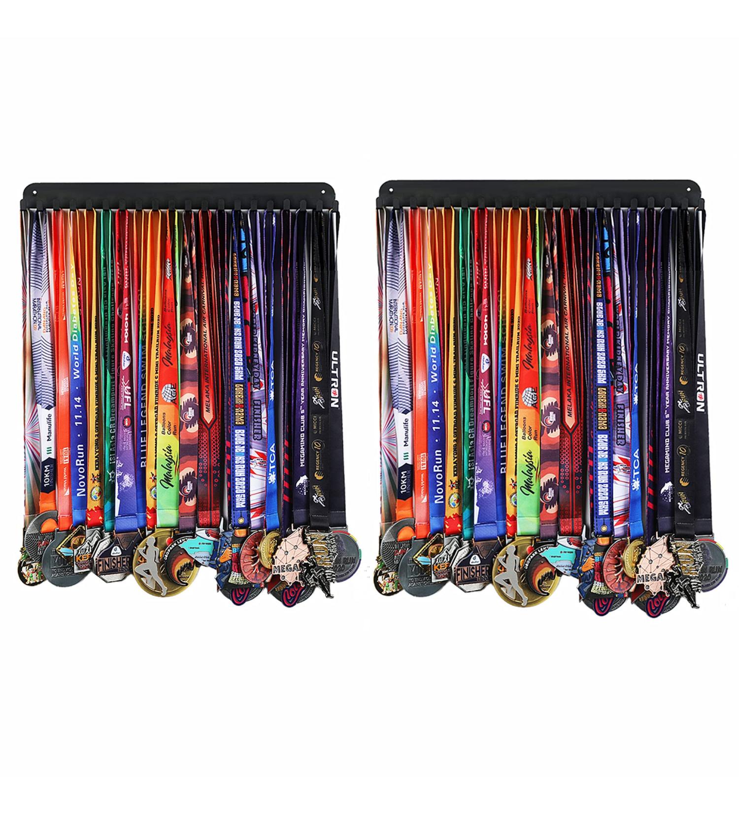 Goutoports Medal Holder Display Hanger Rack Frame for Sport Race Runner -Race Medal Hanger Holder - Sturdy Black Steel Metal Over 60 Medals Easy to Install (2Pcs) - Buy Online on GoSupps.com