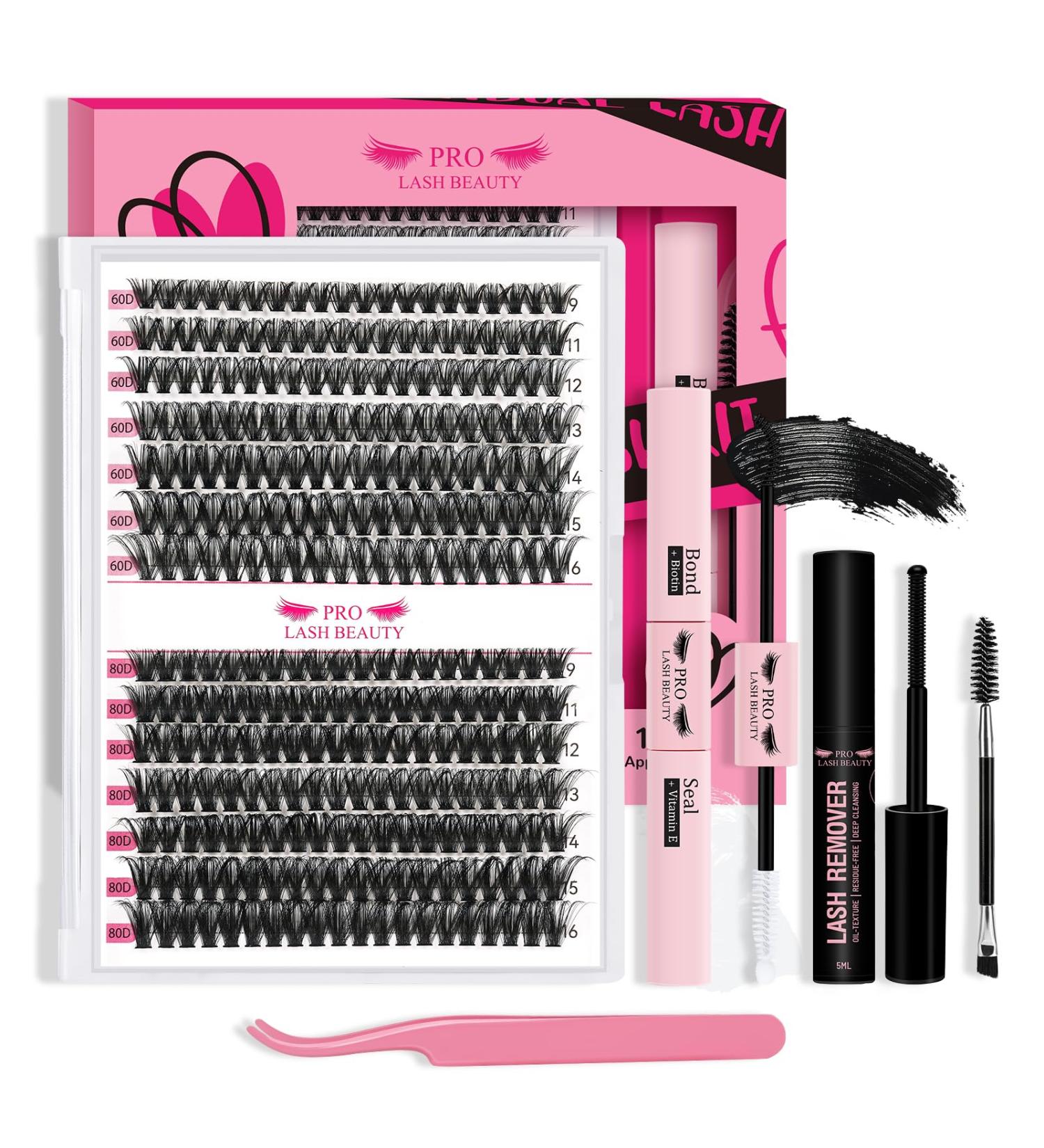 PRO DIY Eyelash Extension Kit - 280 PCs Individual Eyelashes Beginner-friendly Applicator & Brush | 9-16 MIX 60D+80D-D - Buy Online on GoSupps.com