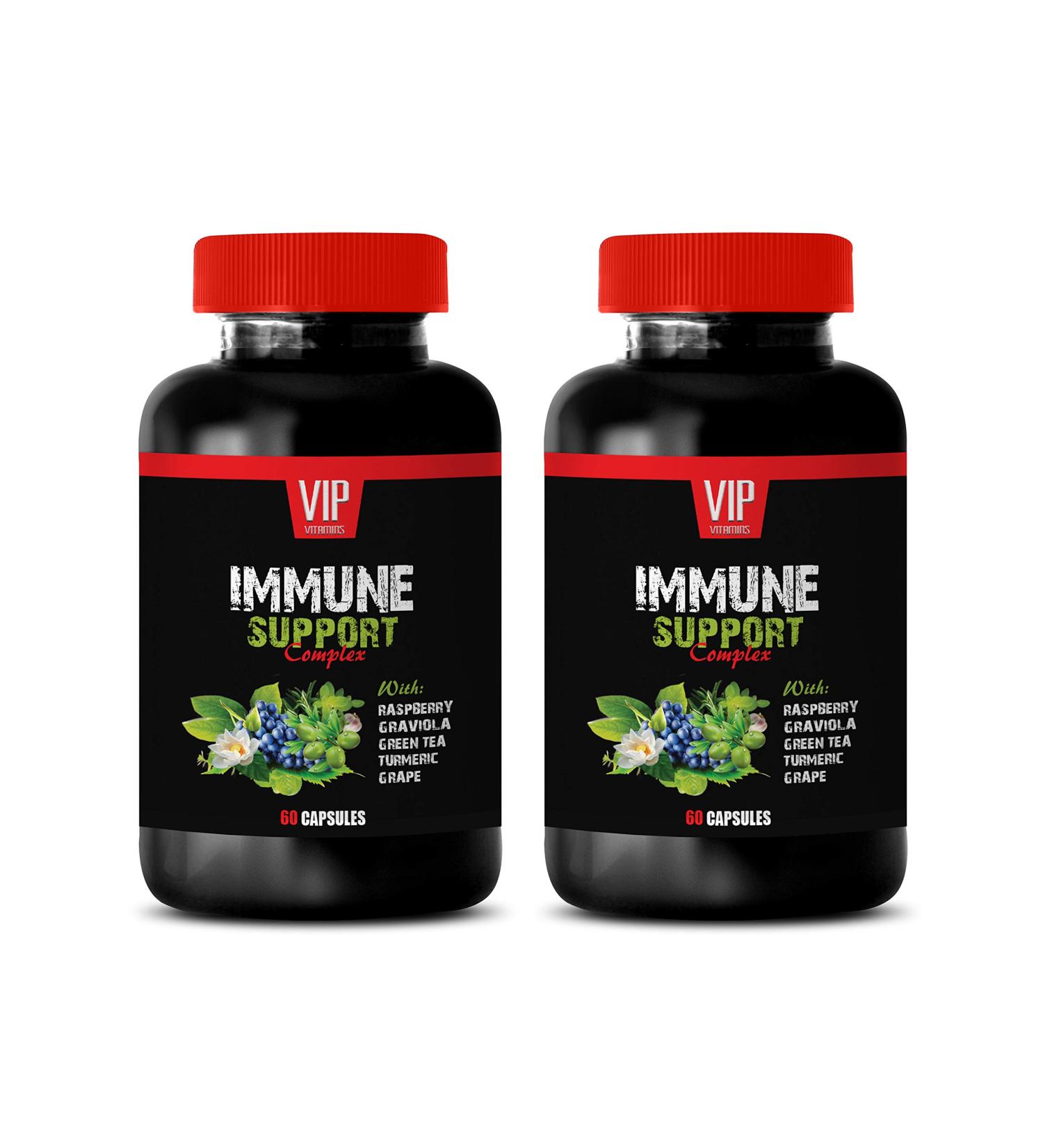 antioxidant Organic Supplement - Immune Support Complex - Natural Herbal Formula - Works Fast - Turmeric Green Tea GRAVIOLA - graviola Capsules Organic - 2 Bottle (120 Caps) - Buy Online on GoSupps.com