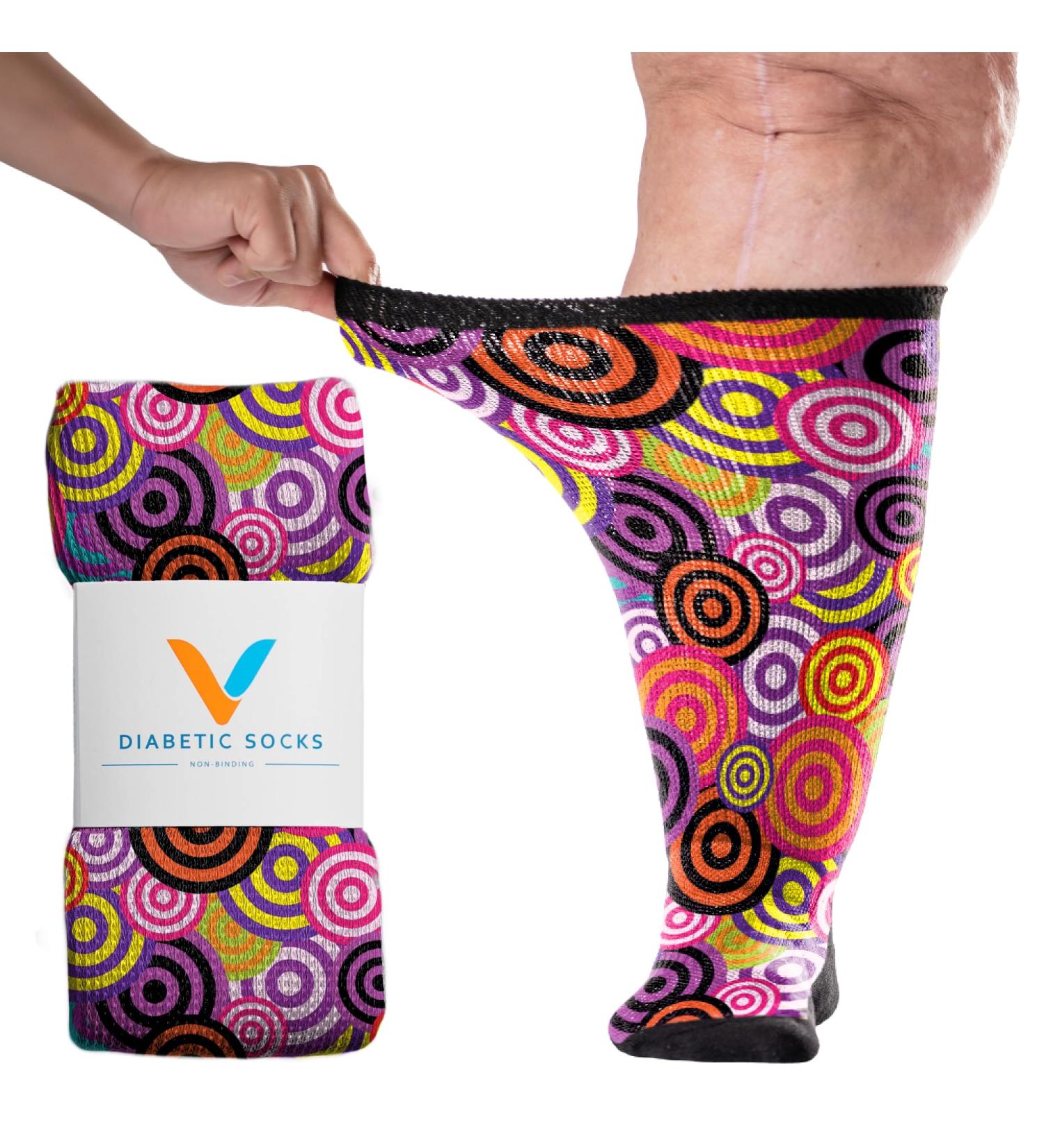 Viasox Concentric EasyStretch Diabetic Socks for Men & Women - Non-Binding Seamless Toe Large Multicolor Perfect for Comfort & Health - Buy Online on GoSupps.com